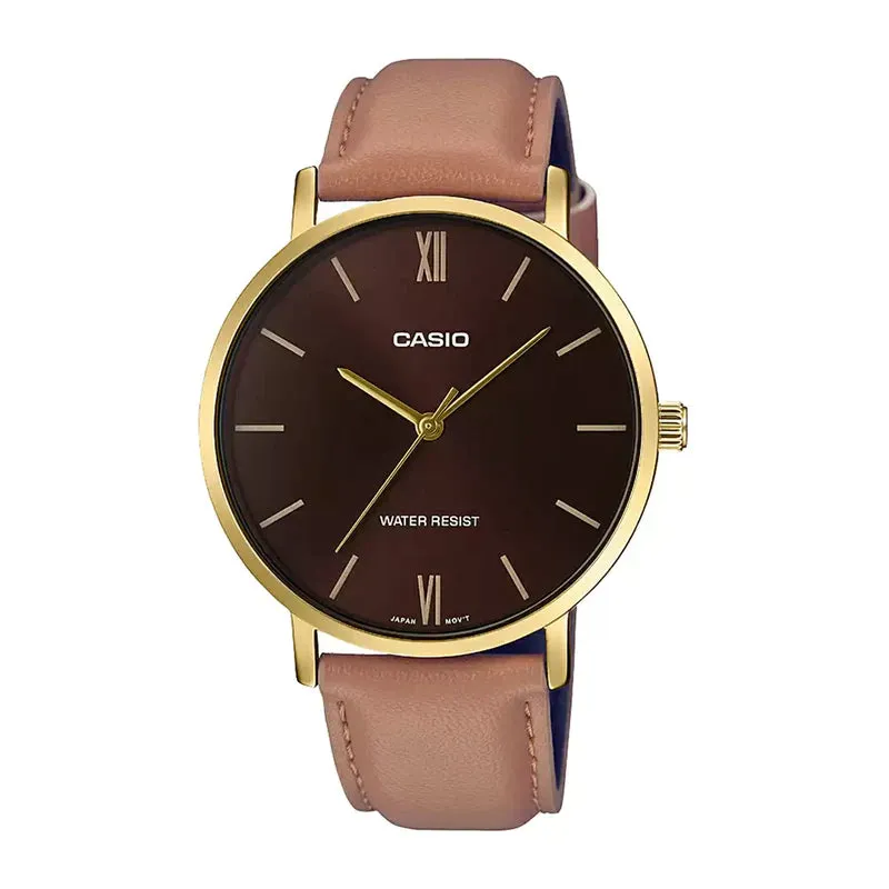 Casio "Minimalistic" Brown Dial Gold Tone Men's Watch |  MTP-VT01GL-5BUDF