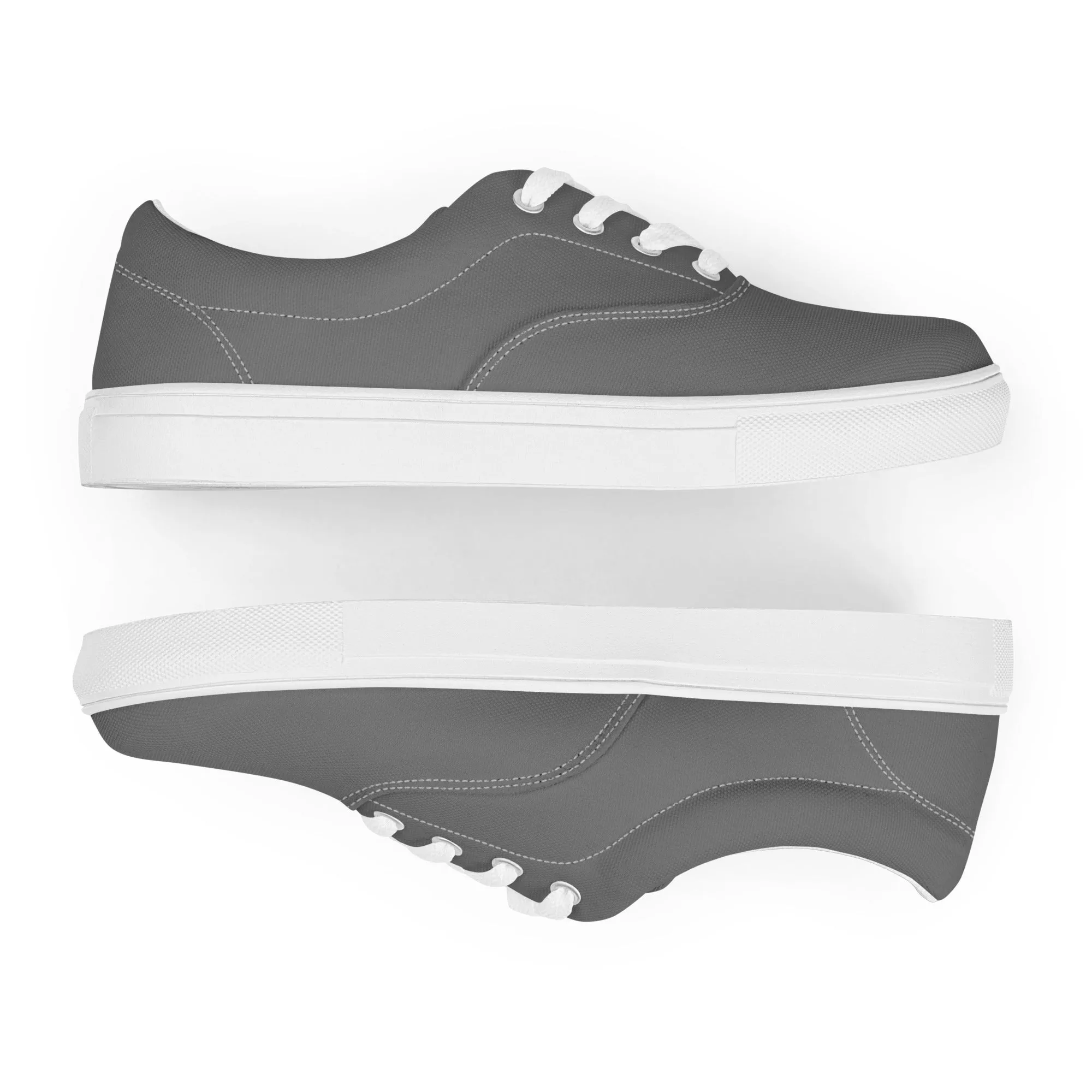 Charcoal Grey Men's Low Tops, Solid Charcoal Grey Color Best Designer Men’s Lace-up Canvas Shoes (US Size: 5-13)