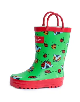 CHILDREN’S RUBBER RAIN BOOTS, LADYBUG