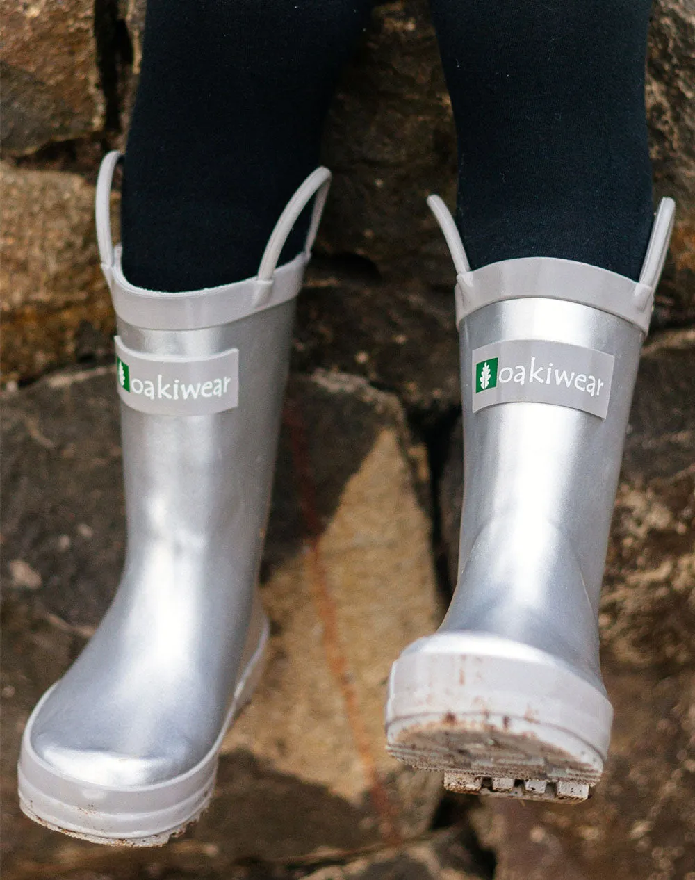 CHILDREN’S RUBBER RAIN BOOTS, SILVER