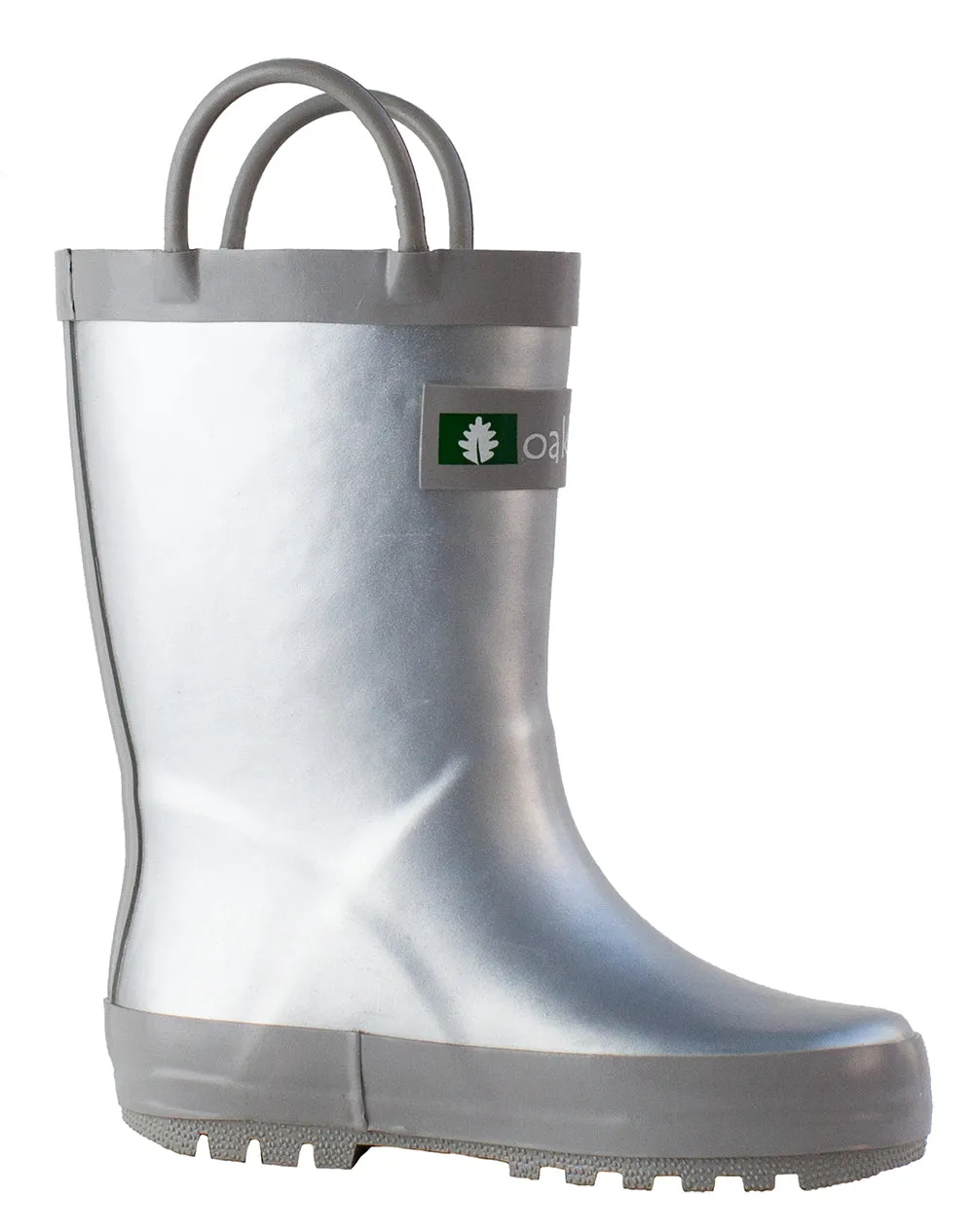 CHILDREN’S RUBBER RAIN BOOTS, SILVER