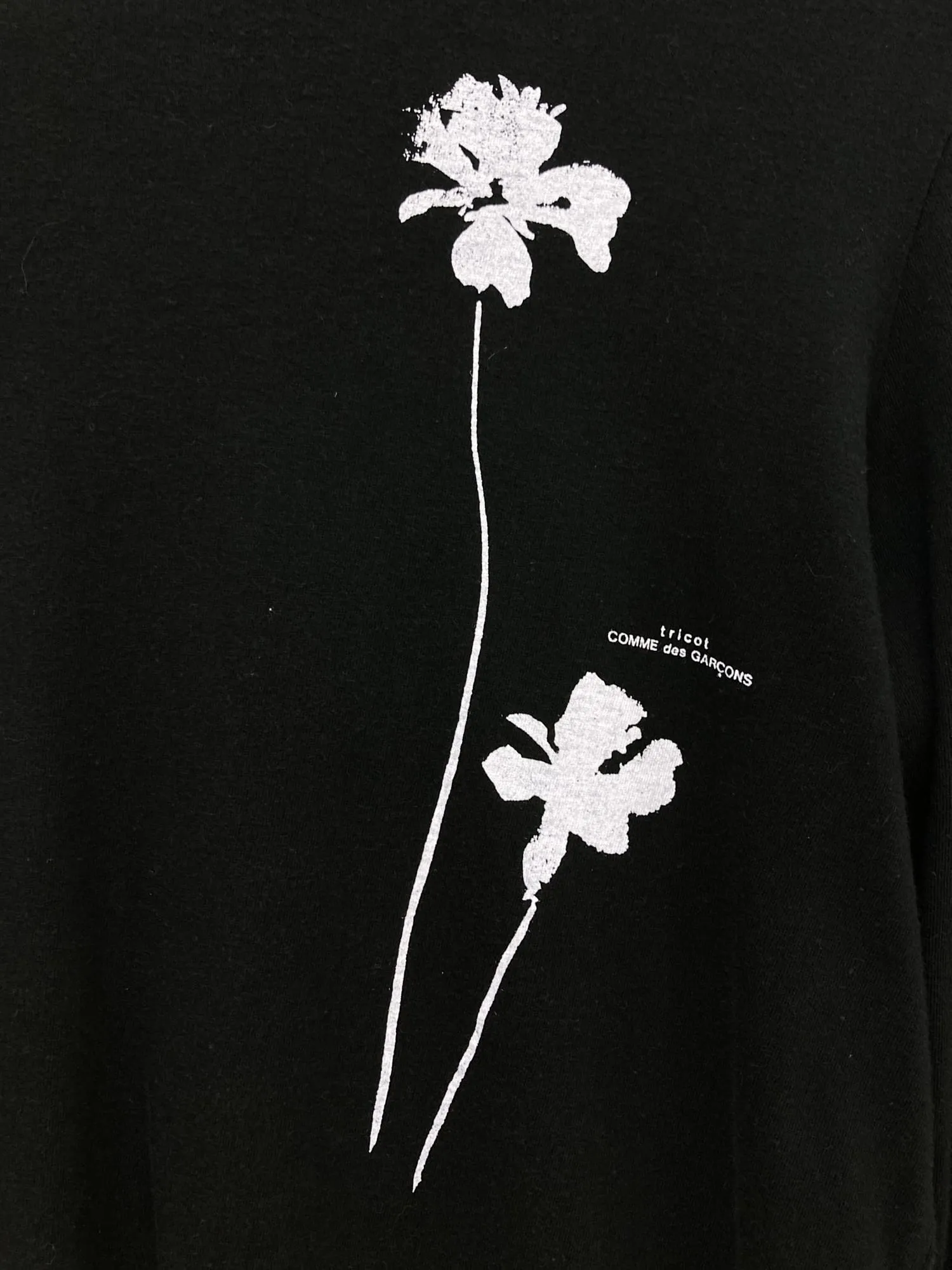 Comme des Garcons 1998 black cotton long sleeve t-shirt with flower logo print