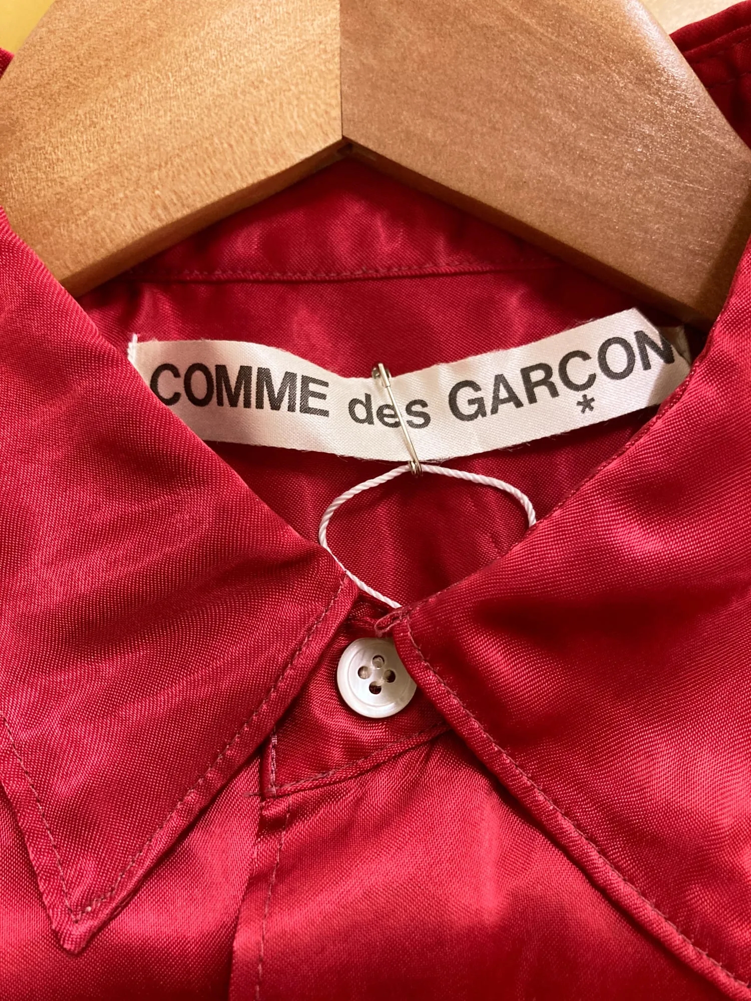 Comme des Garcons SS1995 red cupra satin shirt