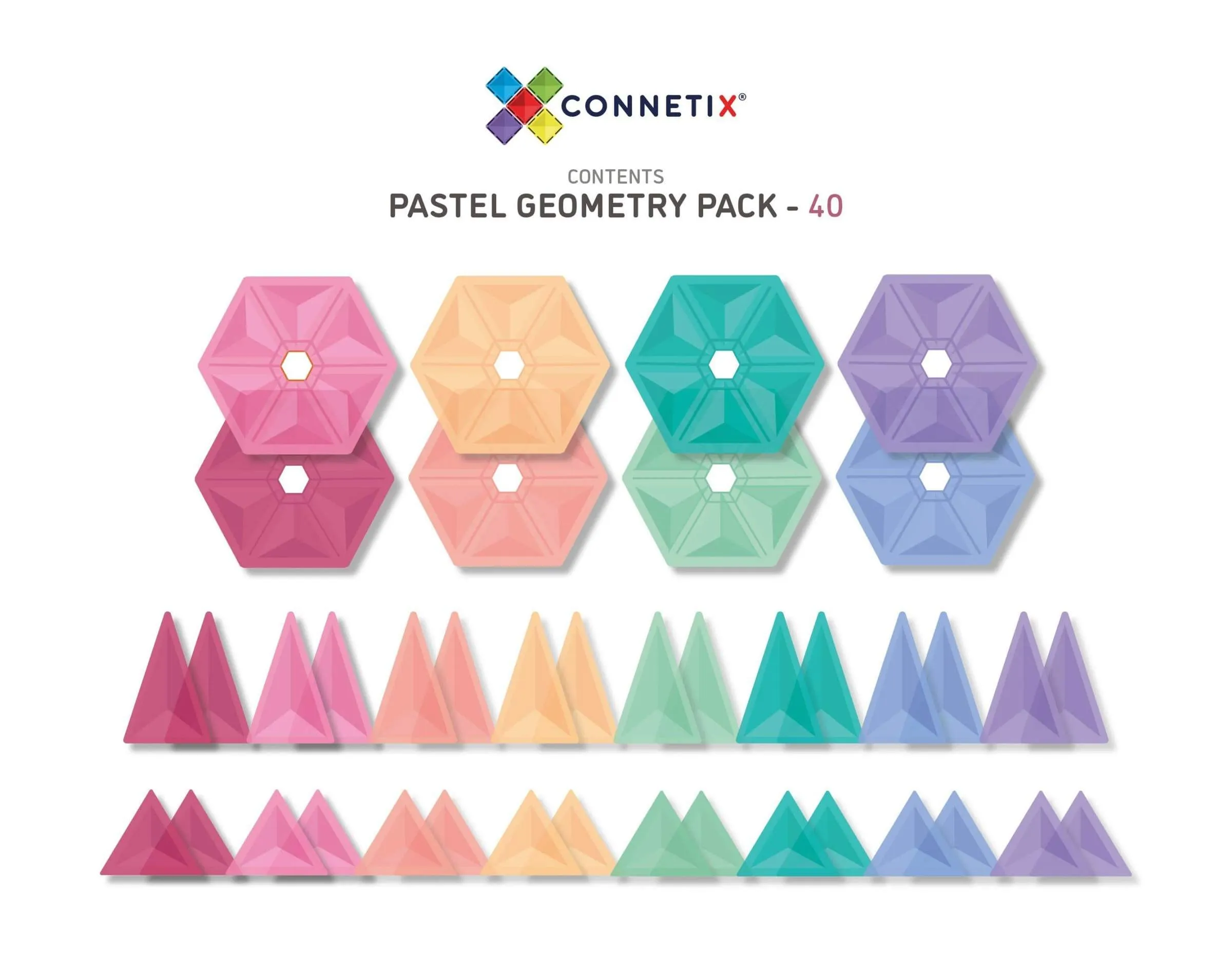 Connetix - Geometry Pack - Pastel - 40 Piece