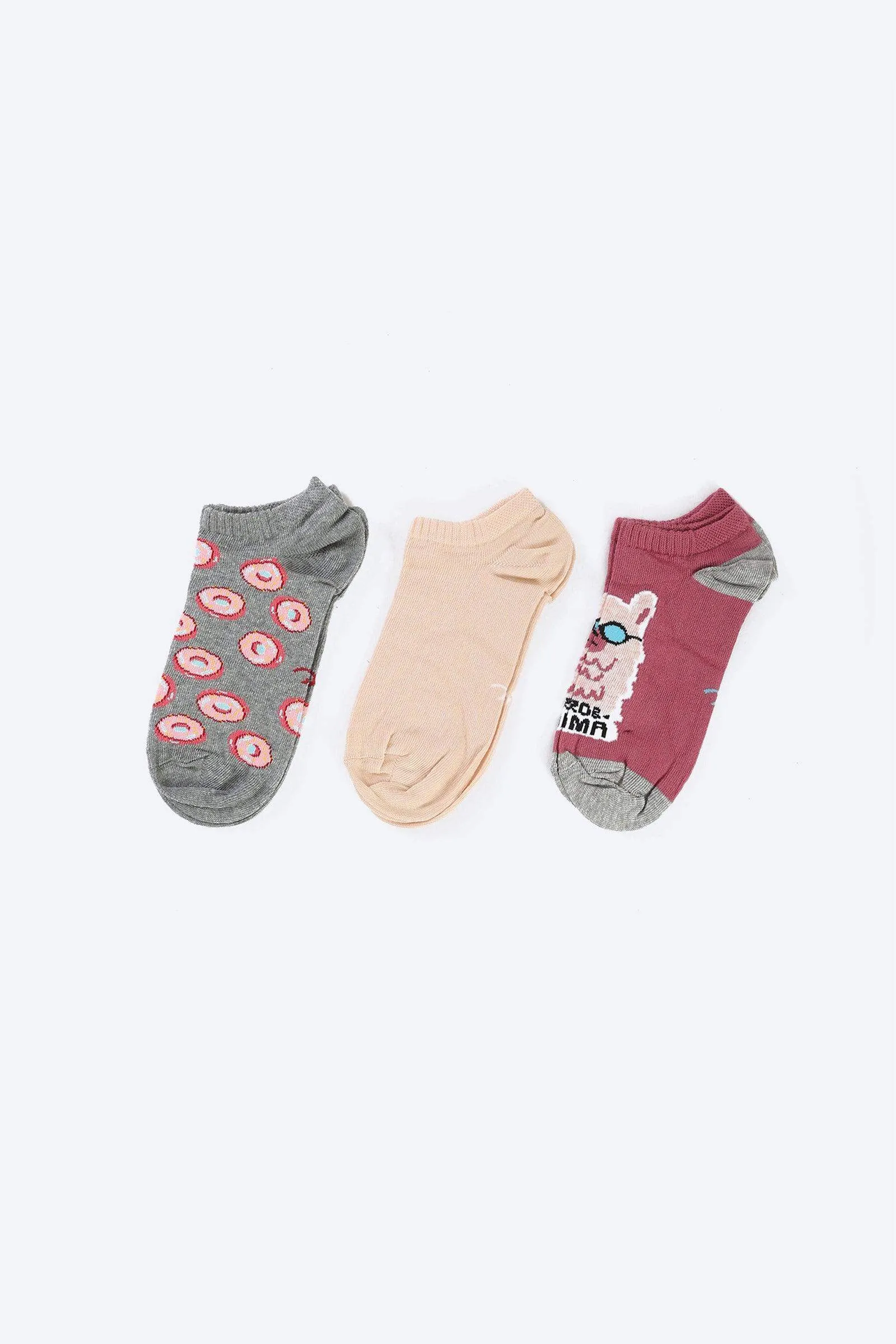 Cotton Ankle Socks - 3 Pairs