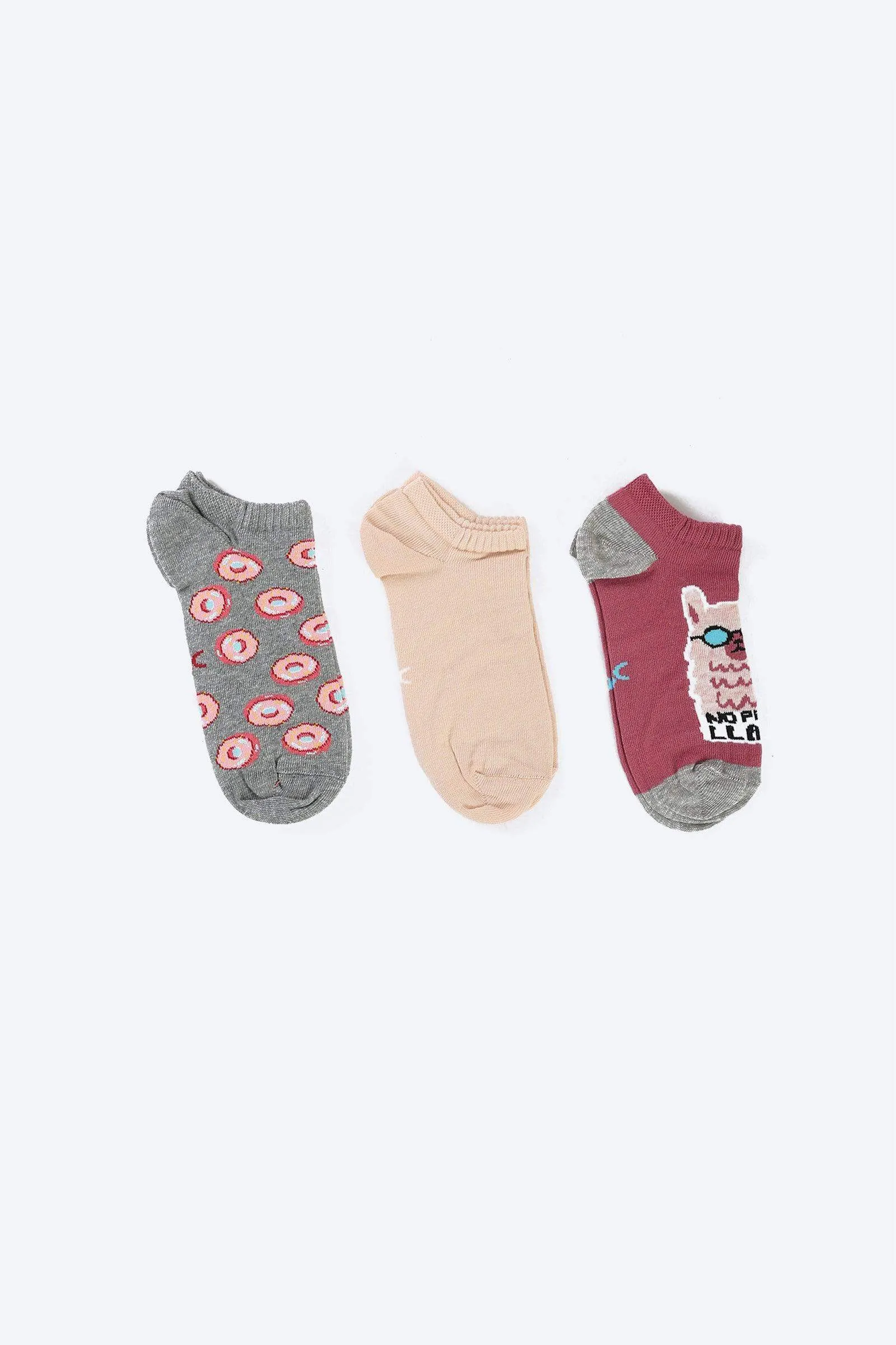 Cotton Ankle Socks - 3 Pairs