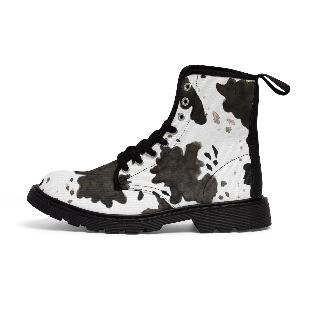 Cow Print Men's Boots, Anti Heat Moisture Hiking Winter Boots For Men (US Size: 7-10.5)