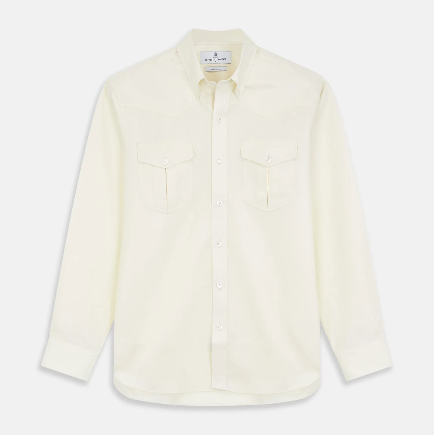 Cream Weekend Fit Larkin Shirt With Dorset Collar And 3-Button Cuffs