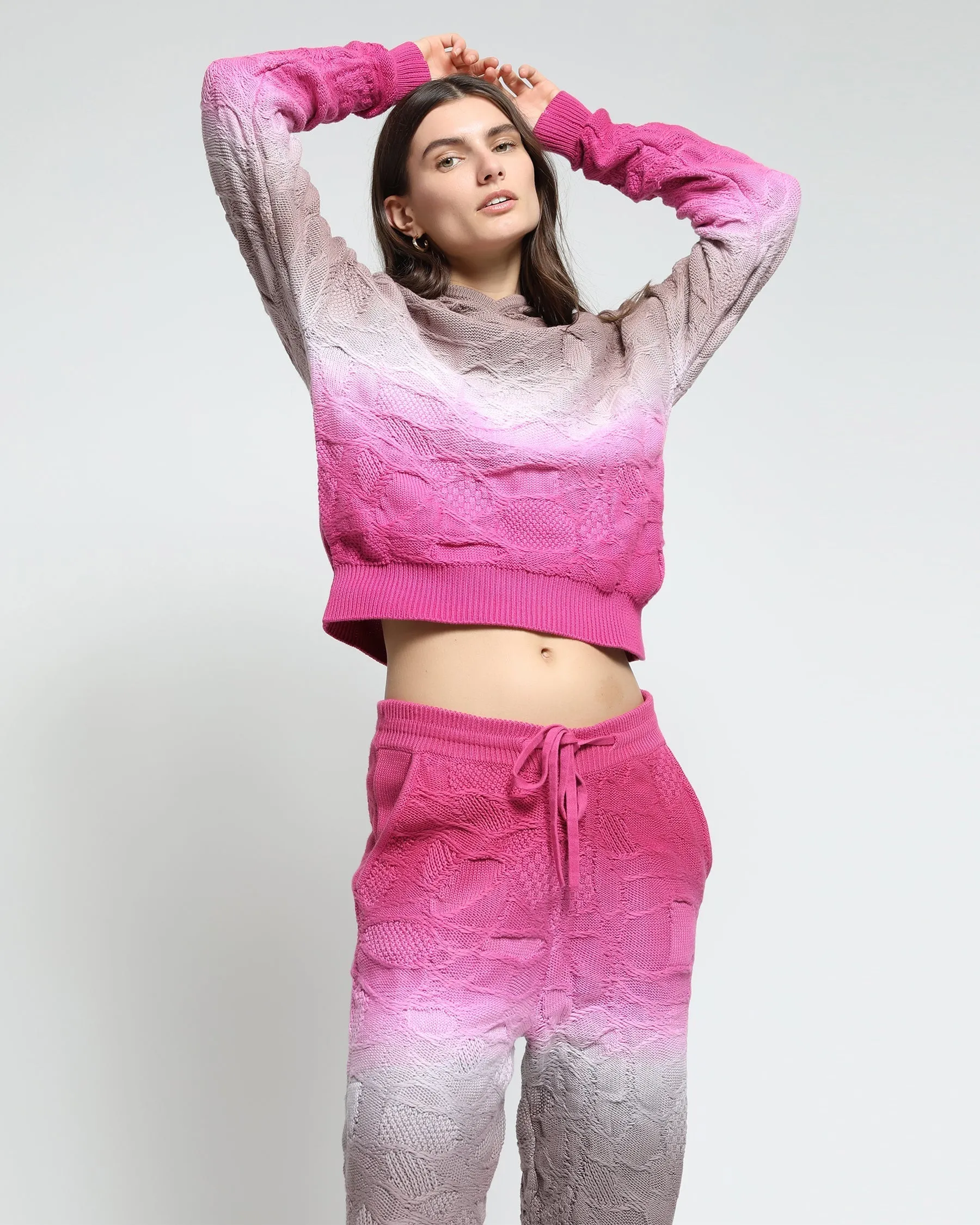 Crossover Netting Sweater Dip Dye Joggers