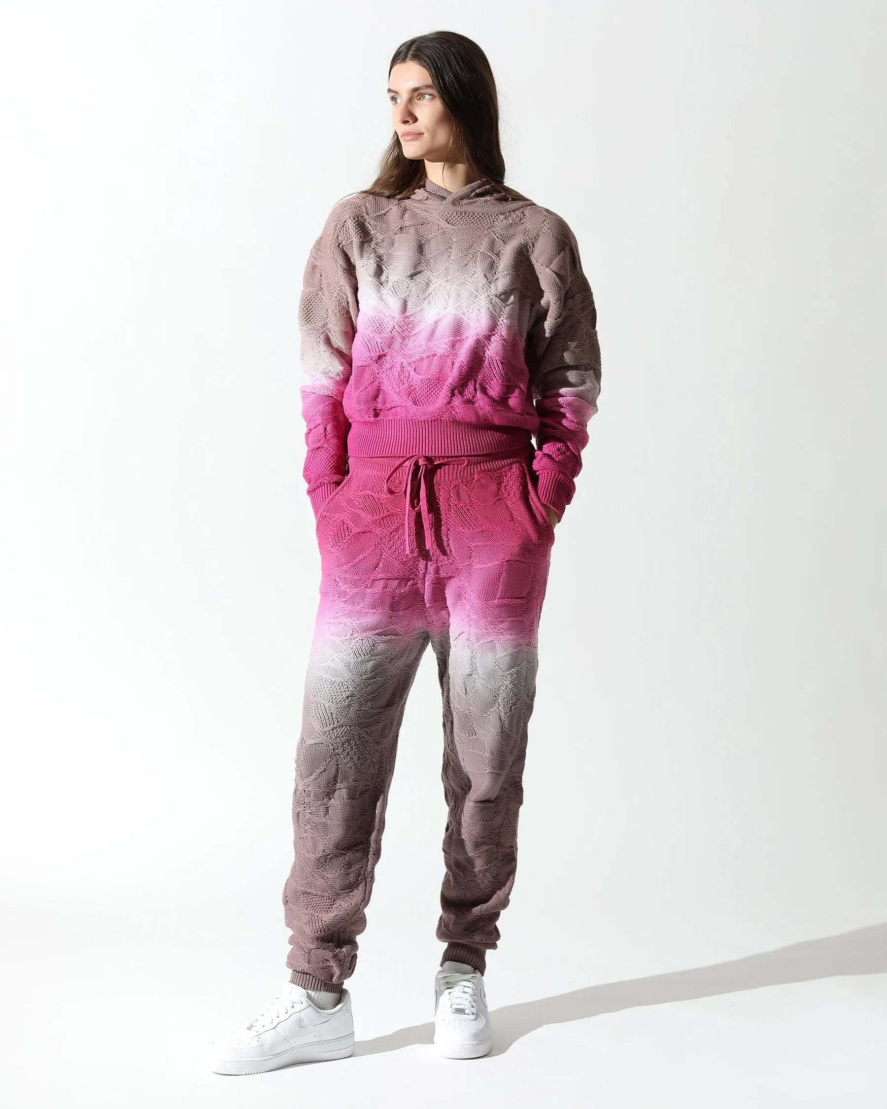 Crossover Netting Sweater Dip Dye Joggers