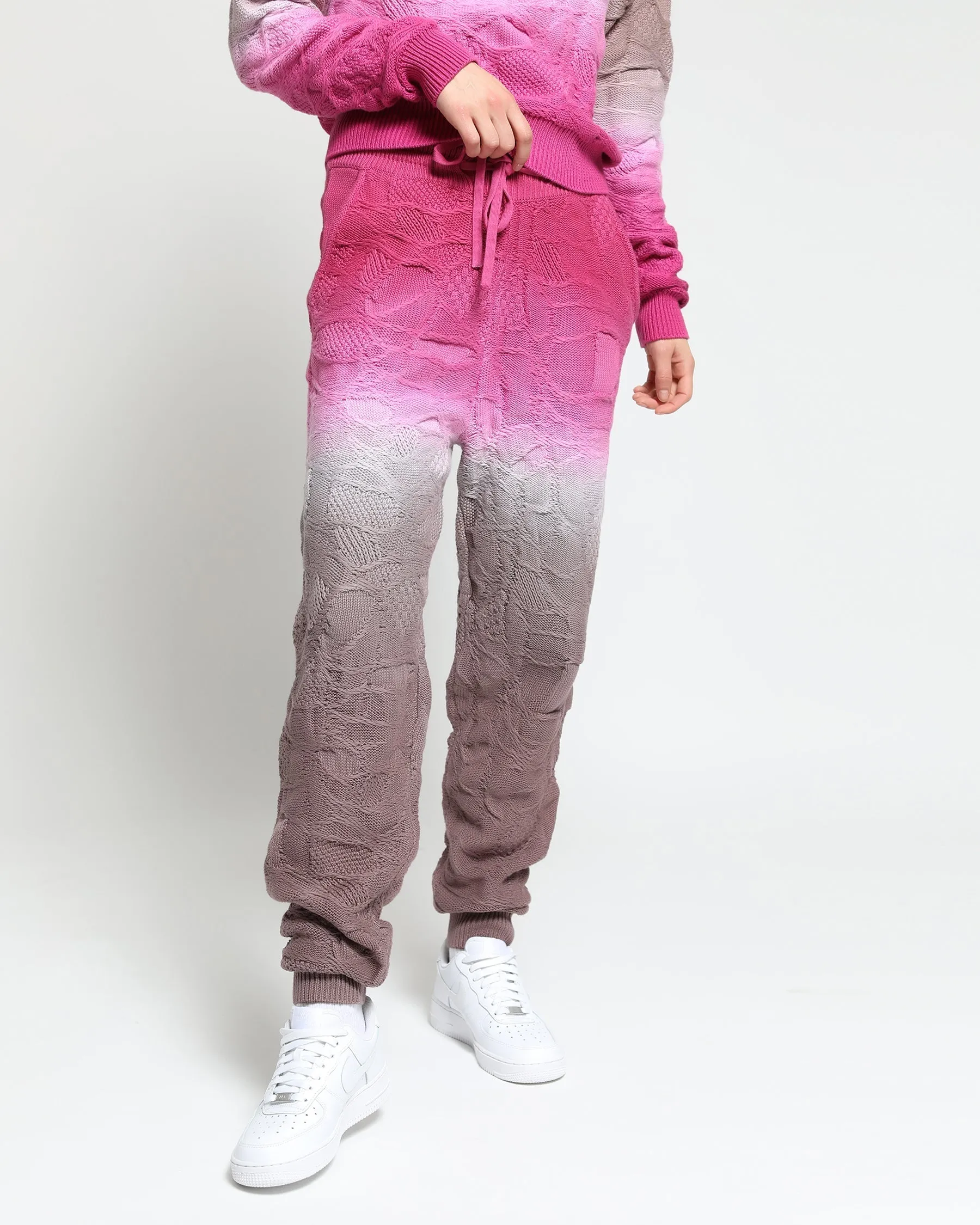 Crossover Netting Sweater Dip Dye Joggers