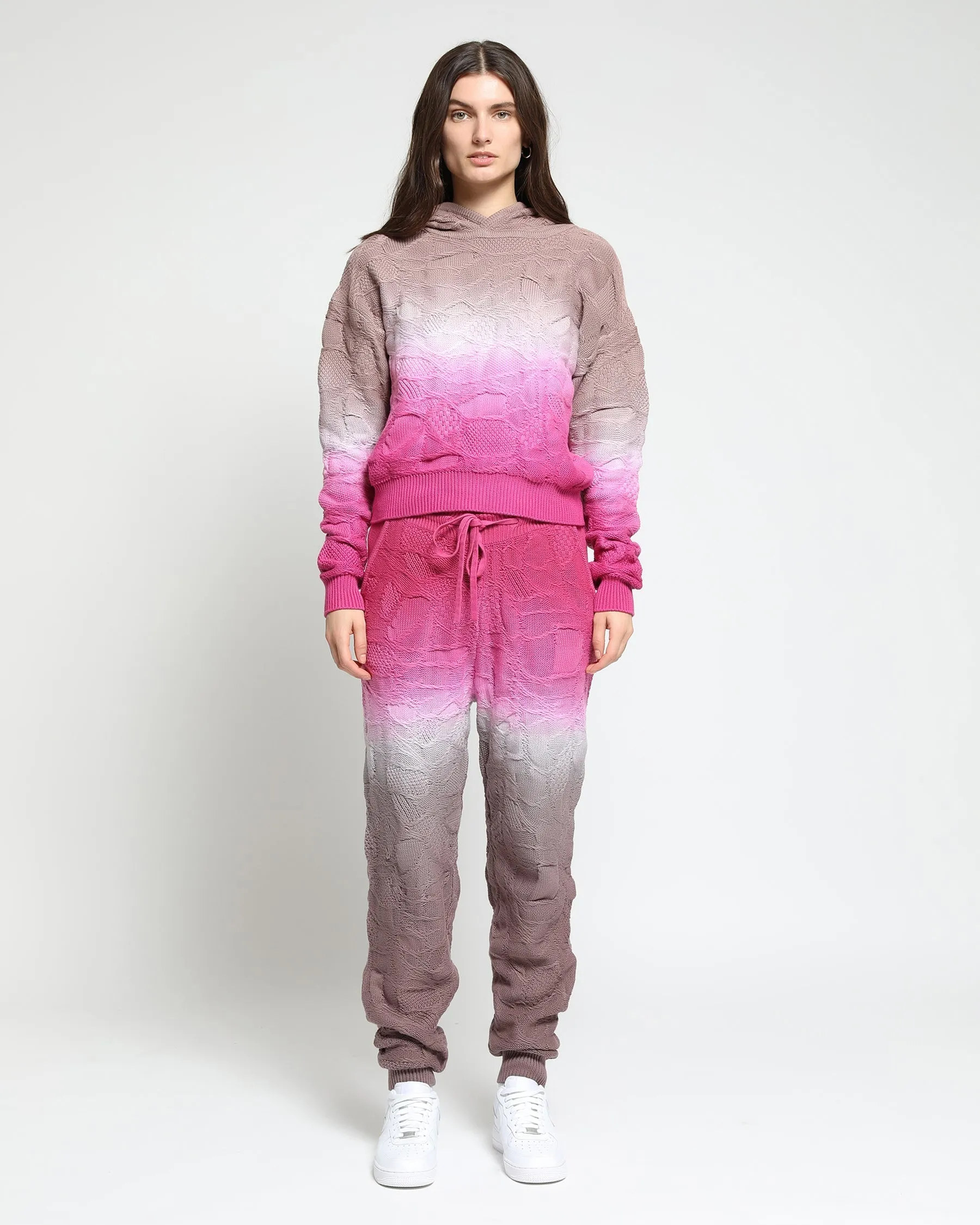 Crossover Netting Sweater Dip Dye Joggers