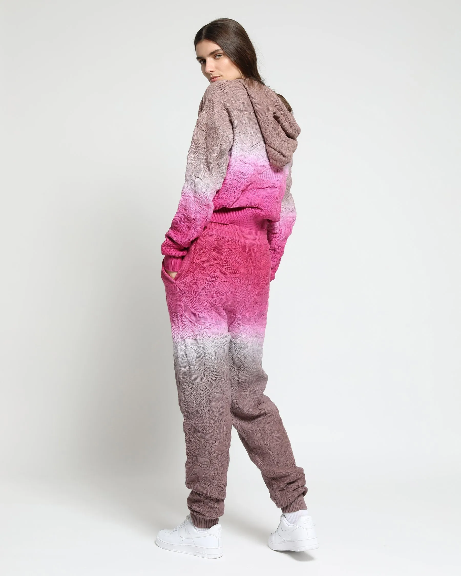 Crossover Netting Sweater Dip Dye Joggers