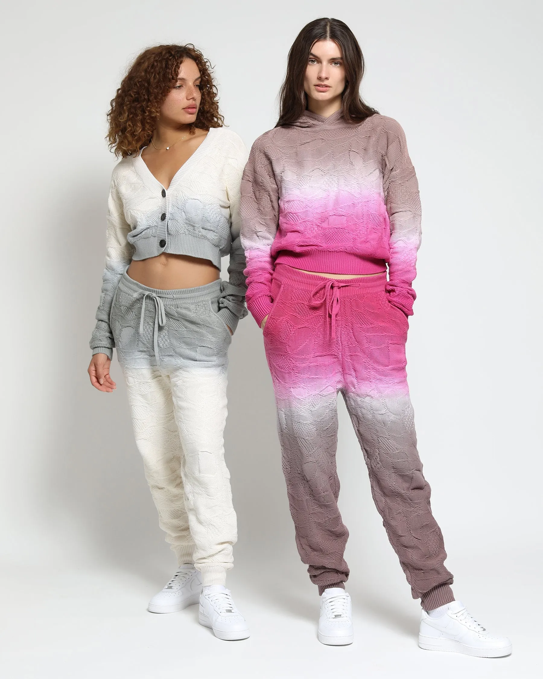 Crossover Netting Sweater Dip Dye Joggers