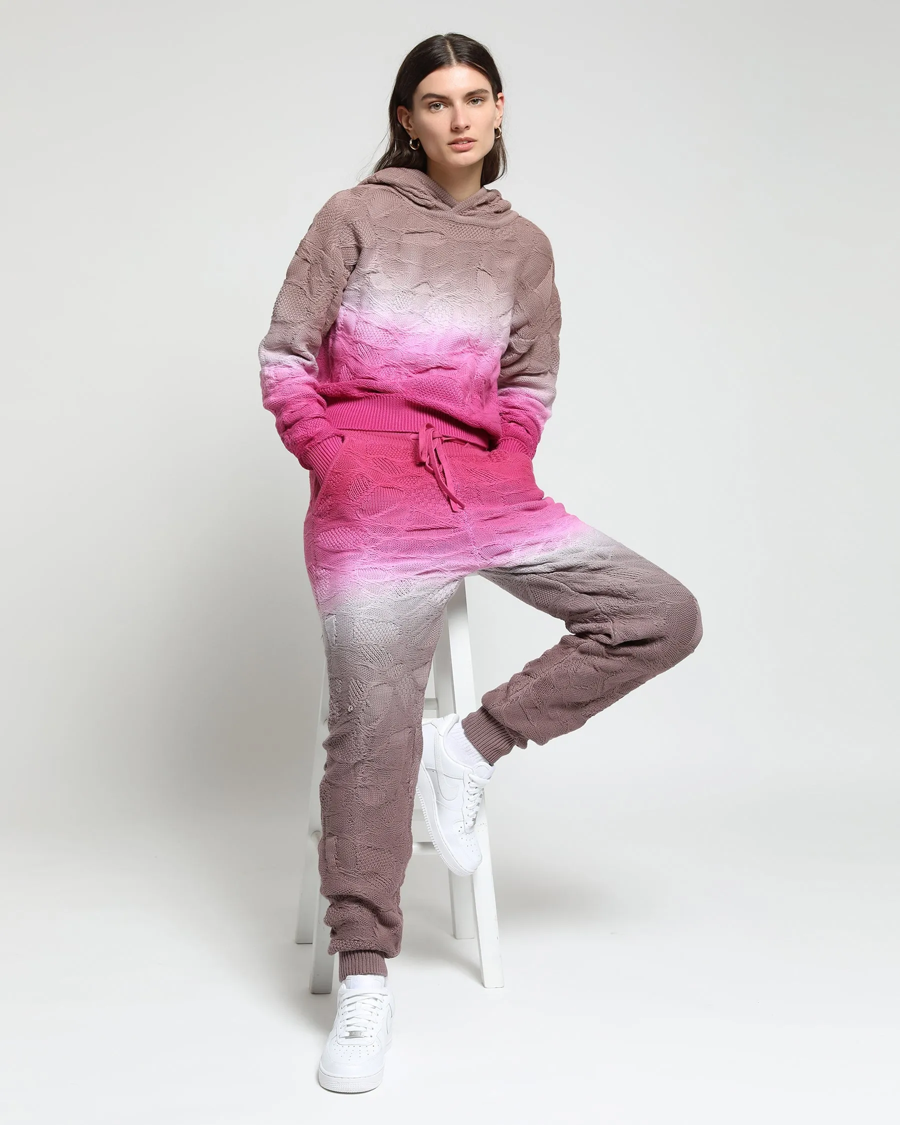 Crossover Netting Sweater Dip Dye Joggers