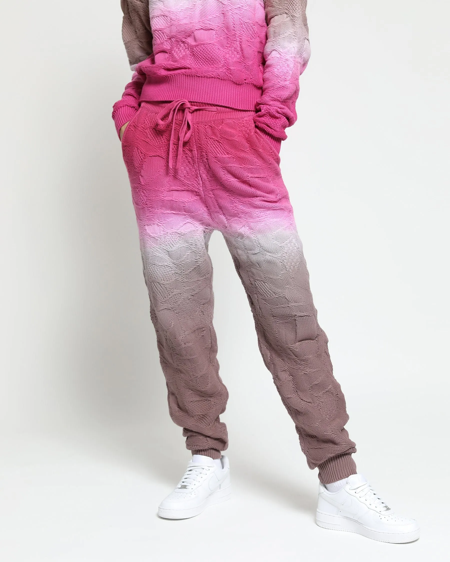 Crossover Netting Sweater Dip Dye Joggers