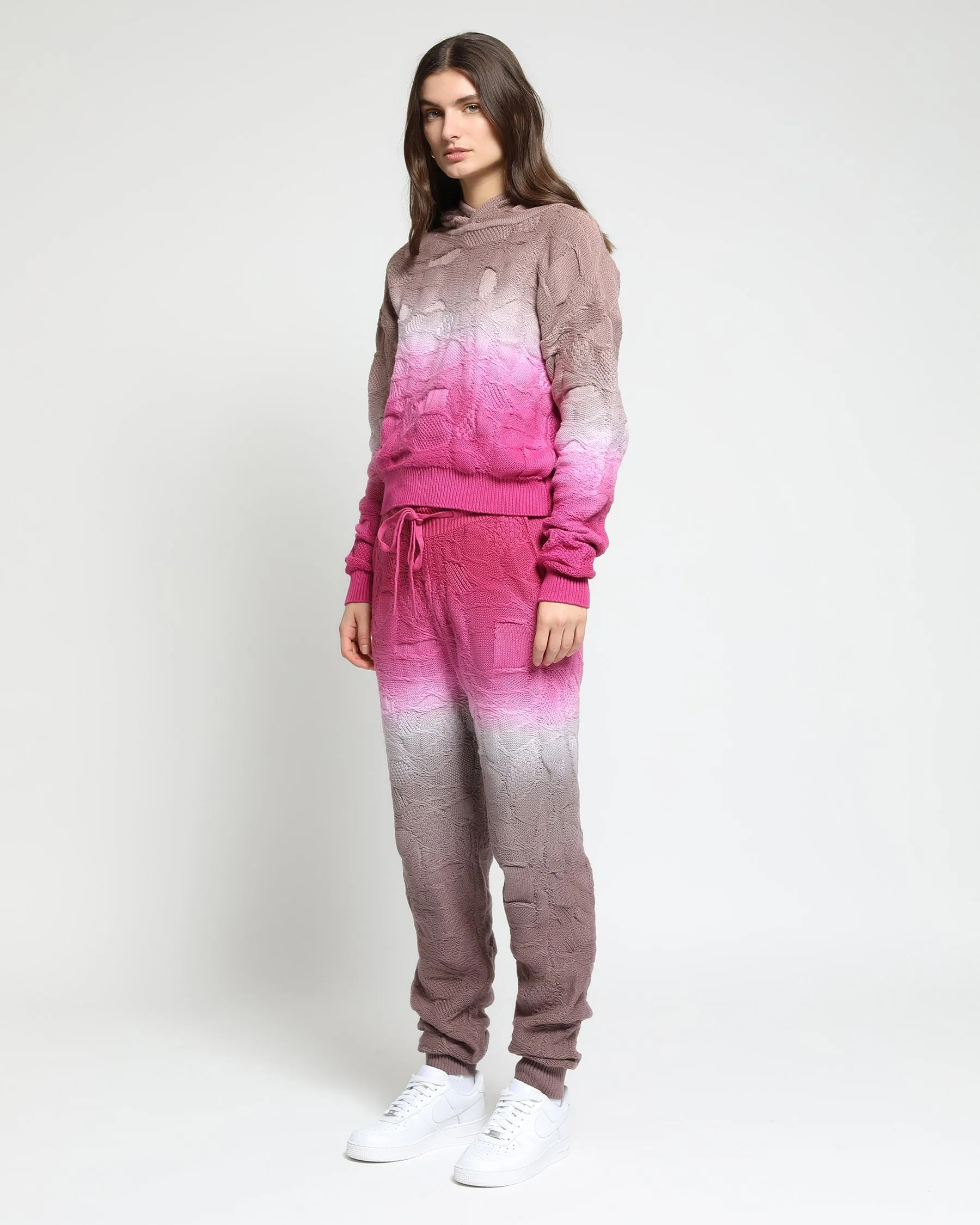 Crossover Netting Sweater Dip Dye Joggers