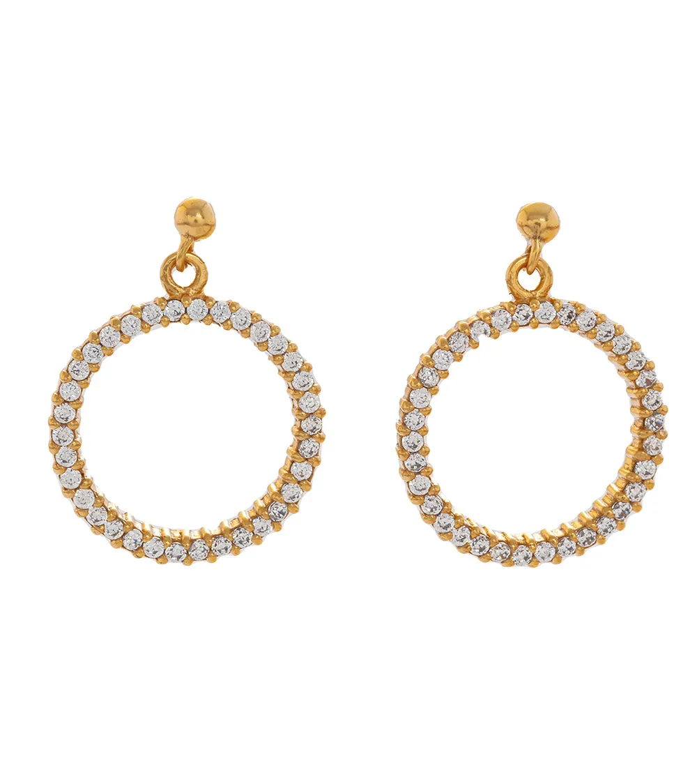 Cubic Zirconia Circle Earrings, Gold Plated