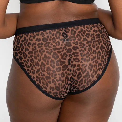 Curvy Couture Sheer Mesh High Cut Brief Designer Leo