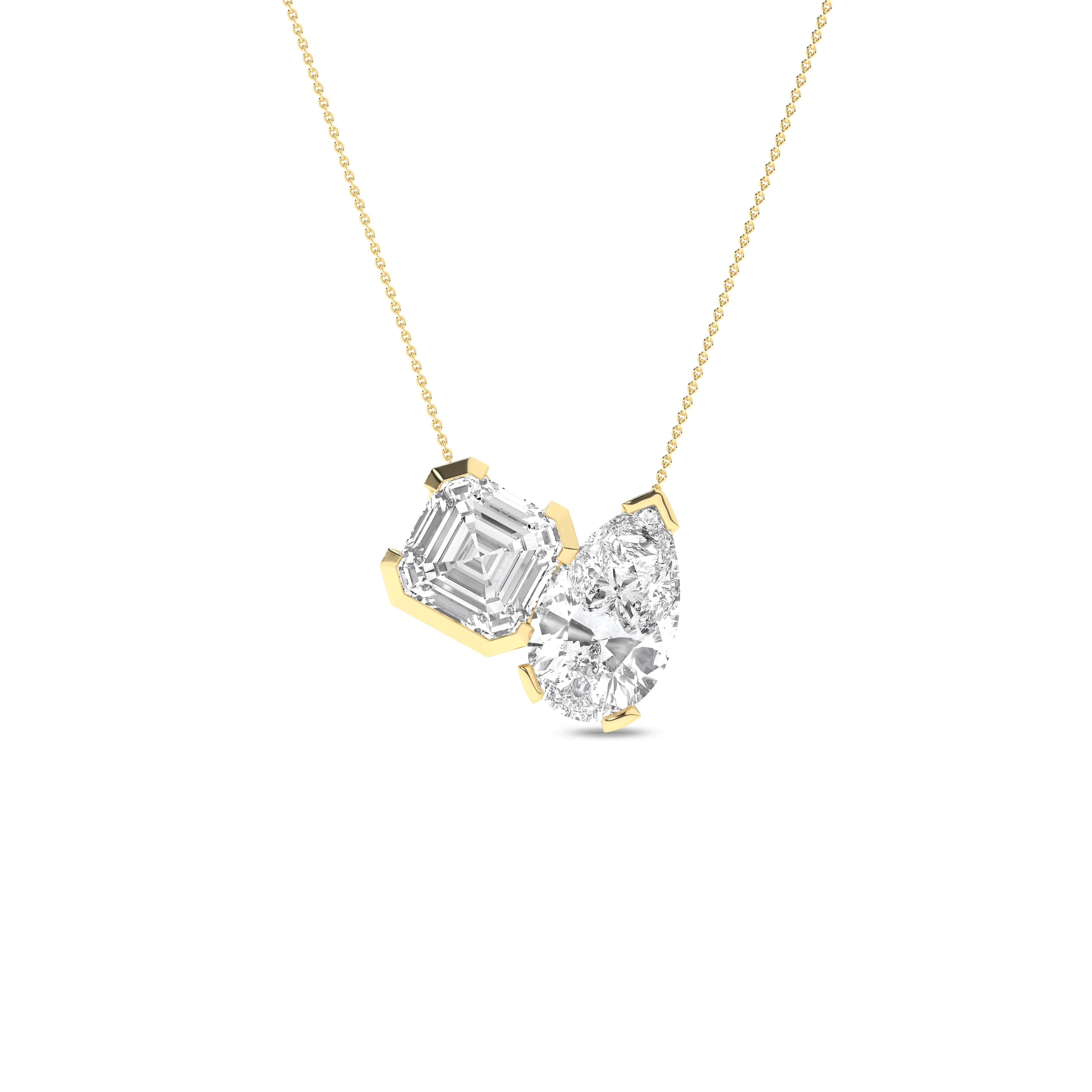 Cushion Pear Diamond Two-Stone Necklace