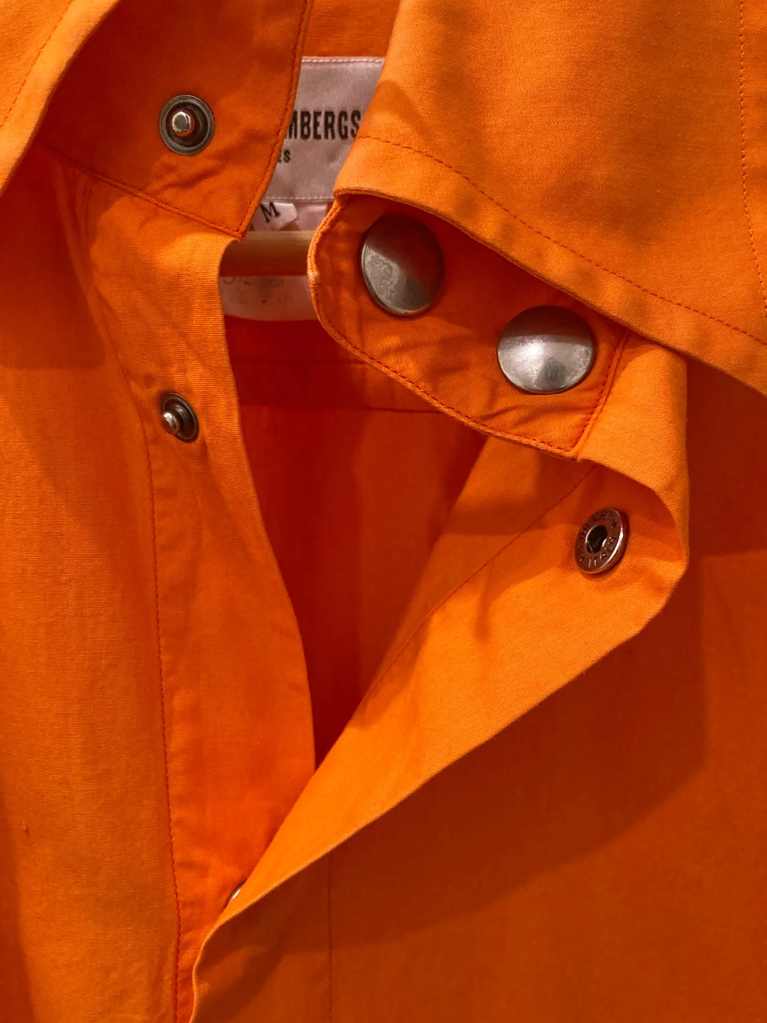 Dirk Bikkembergs Hommes 1990s orange cotton metal button shirt - M