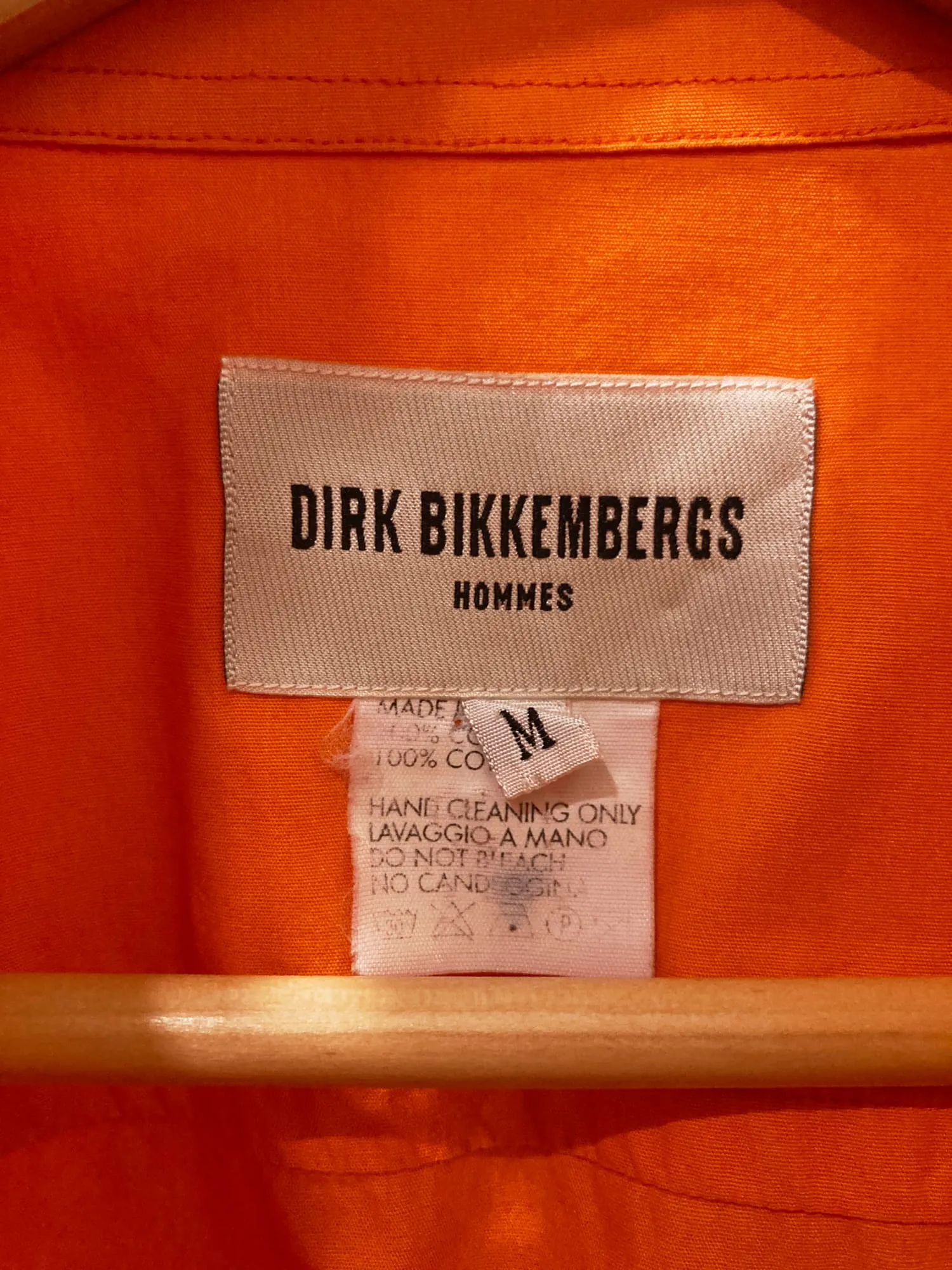 Dirk Bikkembergs Hommes 1990s orange cotton metal button shirt - M