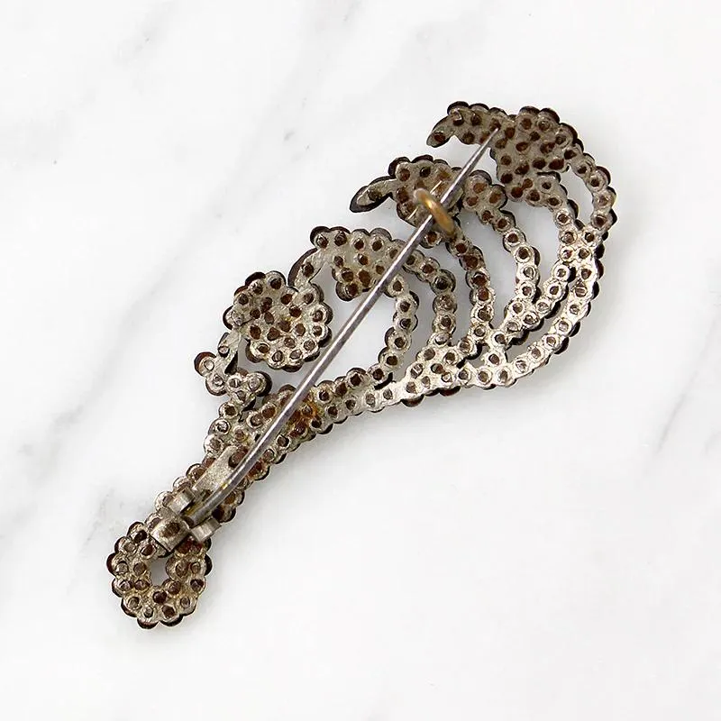 Early Victorian Cut Steel Lily of the Valley Pin