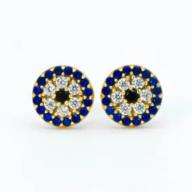 Evil Eye Gold Stud Earrings