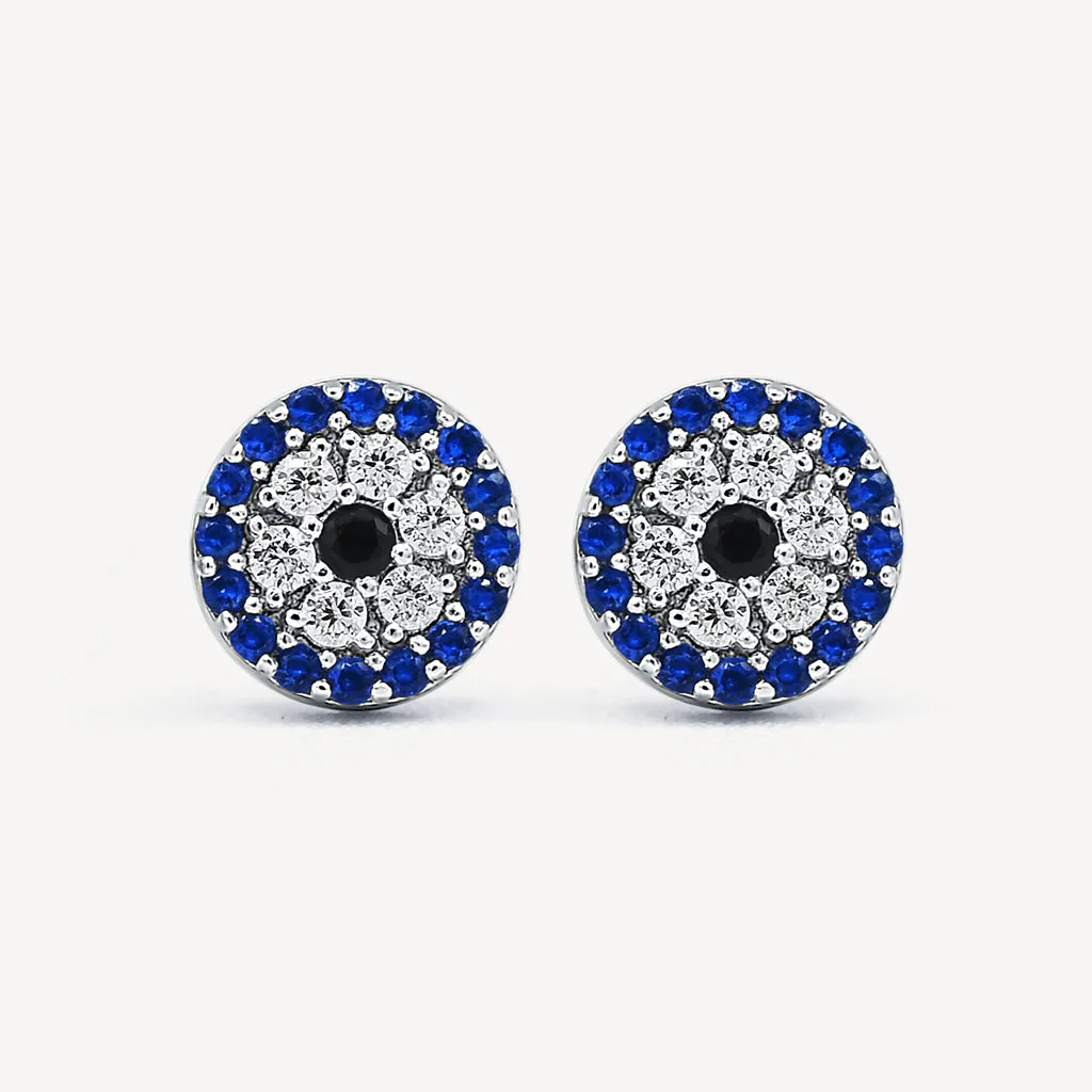 Evil Eye Silver Stud Earrings