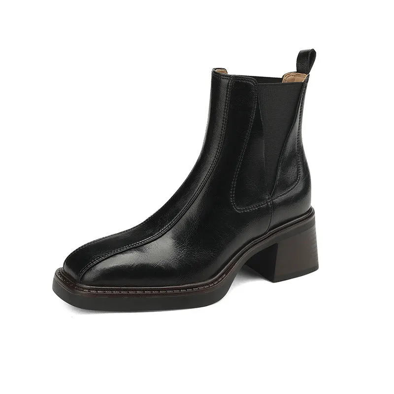 Fashionable Chunky Heel Square Toe Martin Boots