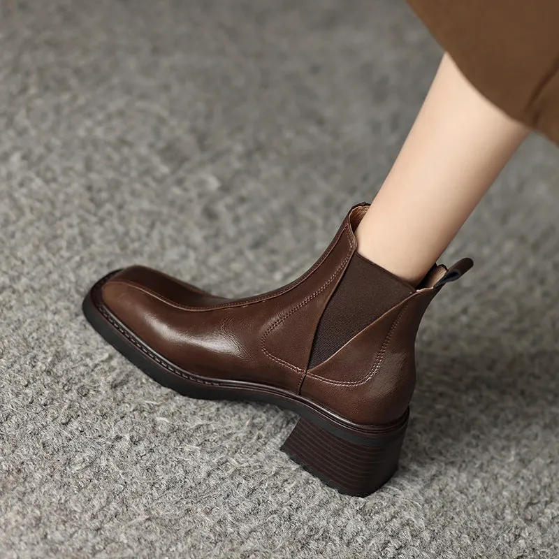 Fashionable Chunky Heel Square Toe Martin Boots