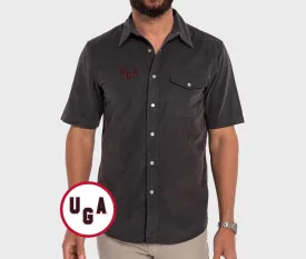 Georgia - Short Sleeve Corduroy Pearl Snap - UGA - Gray