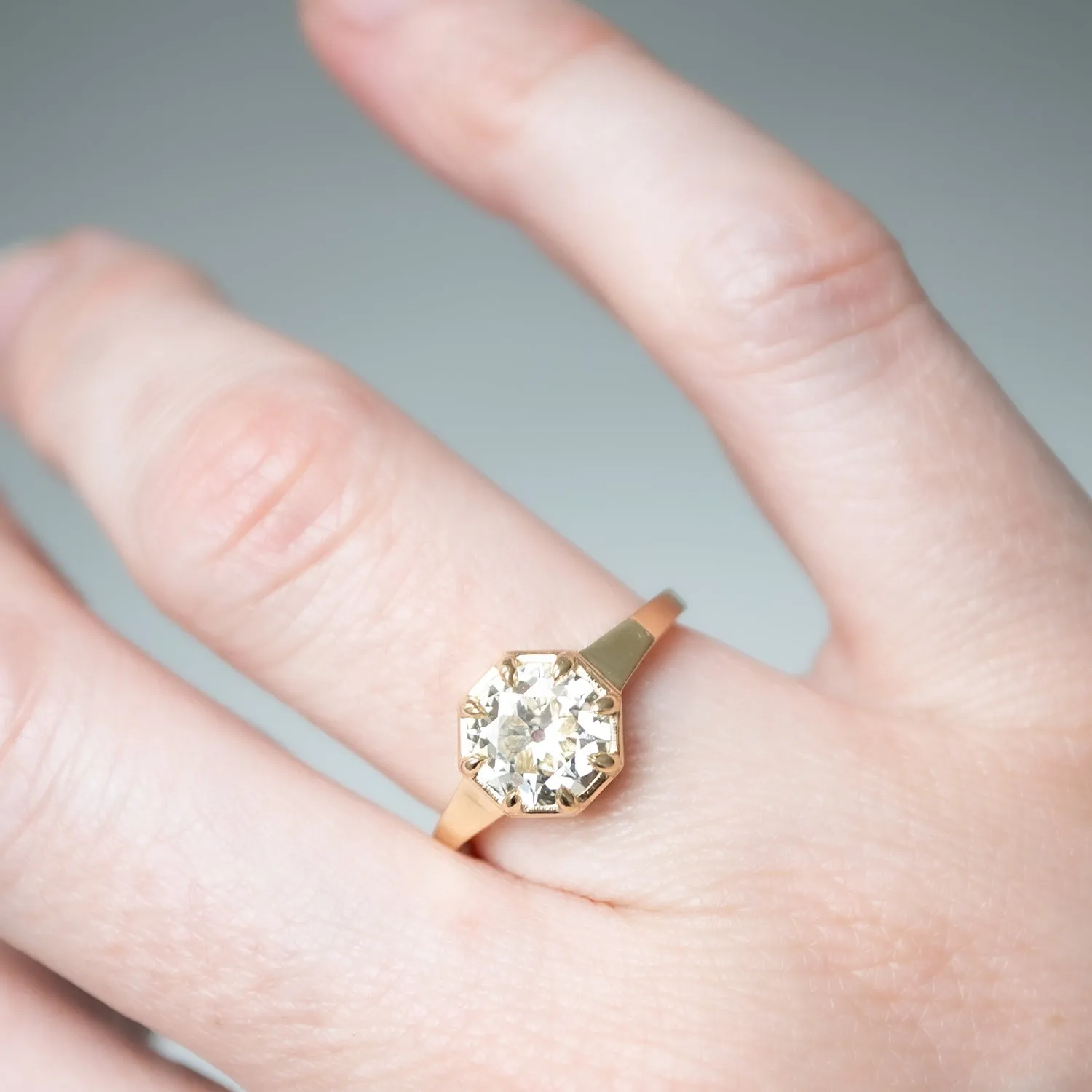 Gilded Diamond Octagon Ring