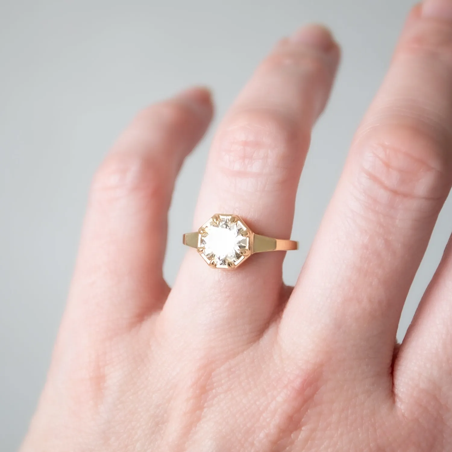 Gilded Diamond Octagon Ring