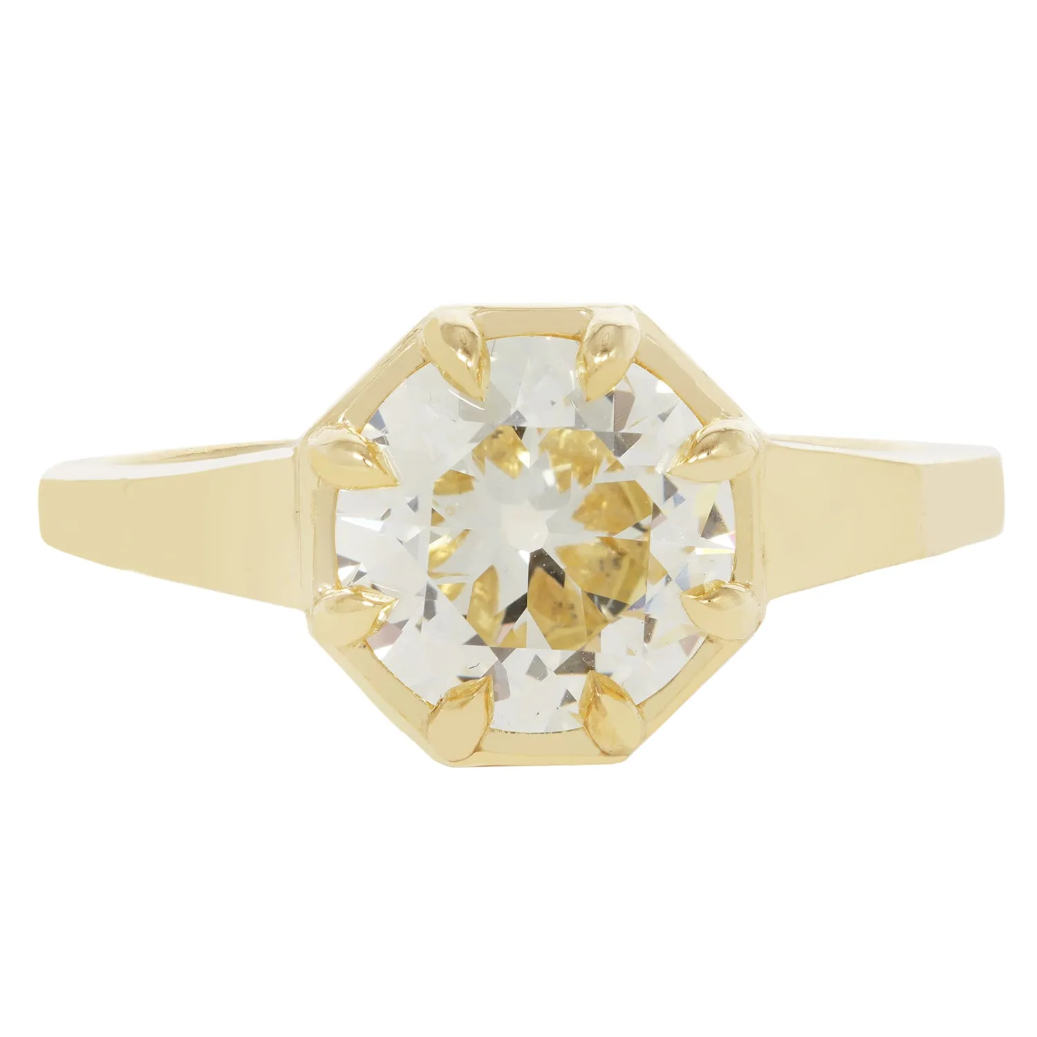 Gilded Diamond Octagon Ring