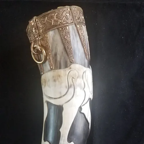 Horn, Norse Fenrir Themed Large Drinking Horn, Horn 03-18