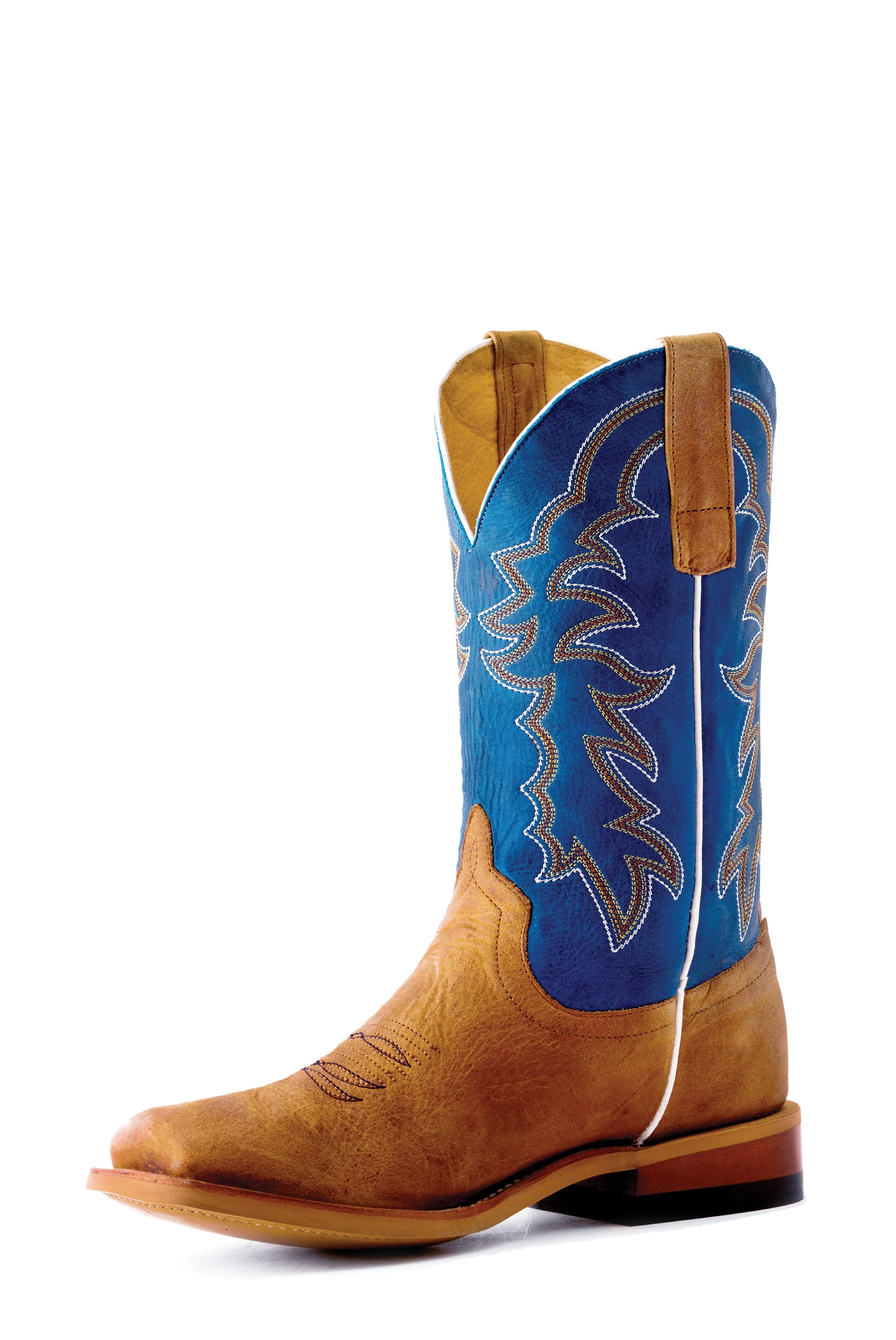 Horse Power Kids Boots - HPK1836 Pecan Barking Iron Bottom with Sugared Blue Jeans Top