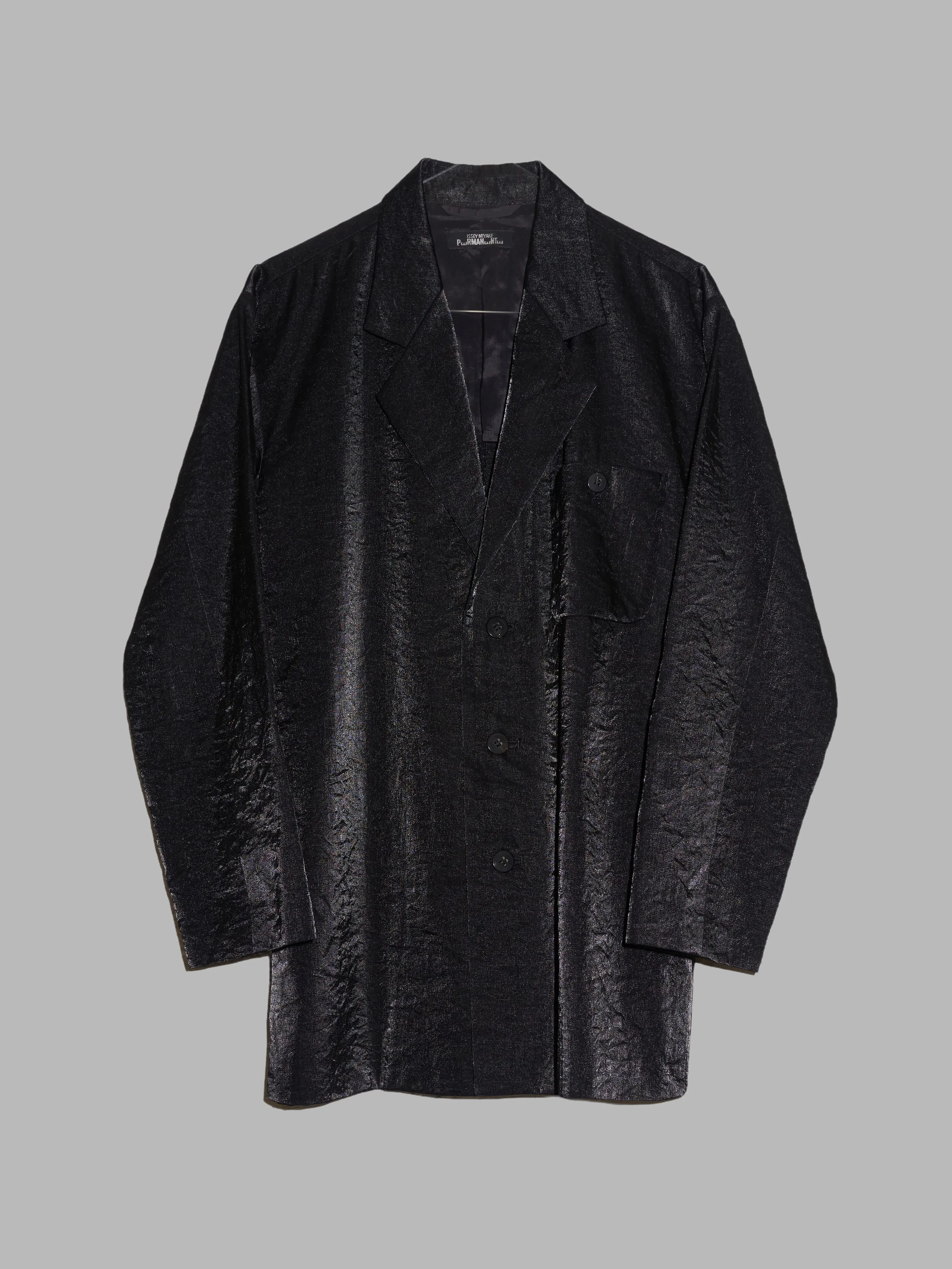 Issey Miyake Permanente shiny black three button blazer - M