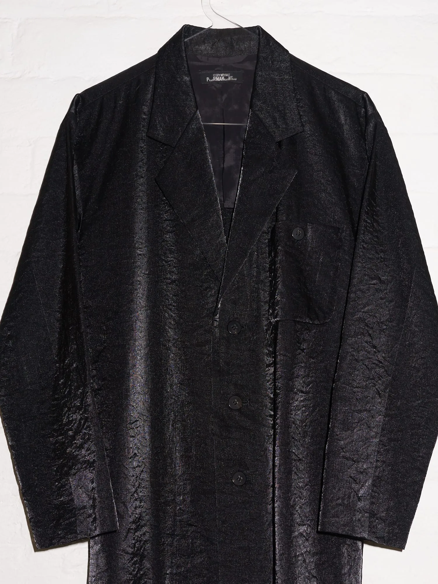 Issey Miyake Permanente shiny black three button blazer - M