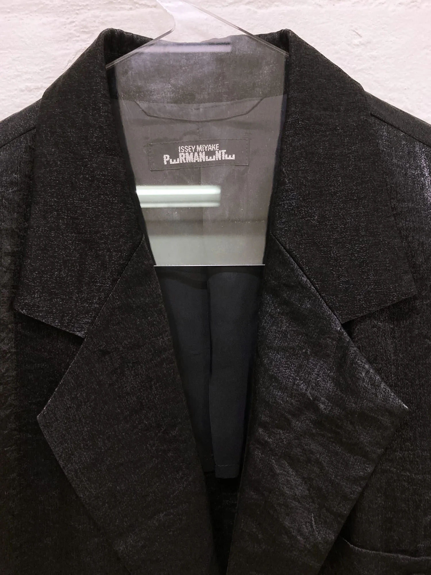 Issey Miyake Permanente shiny black three button blazer - M