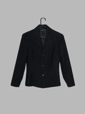 Jean Colonna black woolen three button blazer with sleeve tucks - size 40