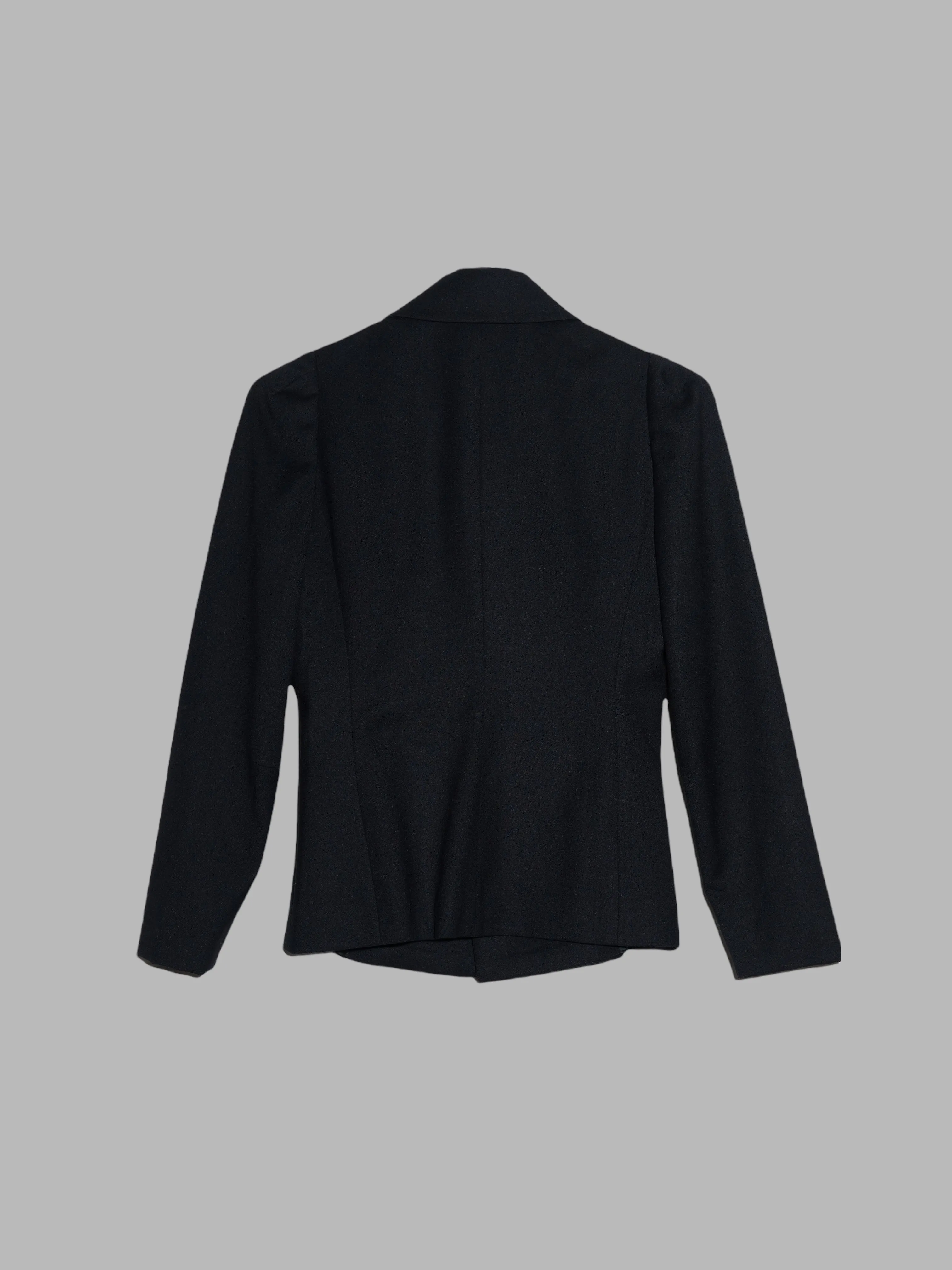 Jean Colonna black woolen three button blazer with sleeve tucks - size 40