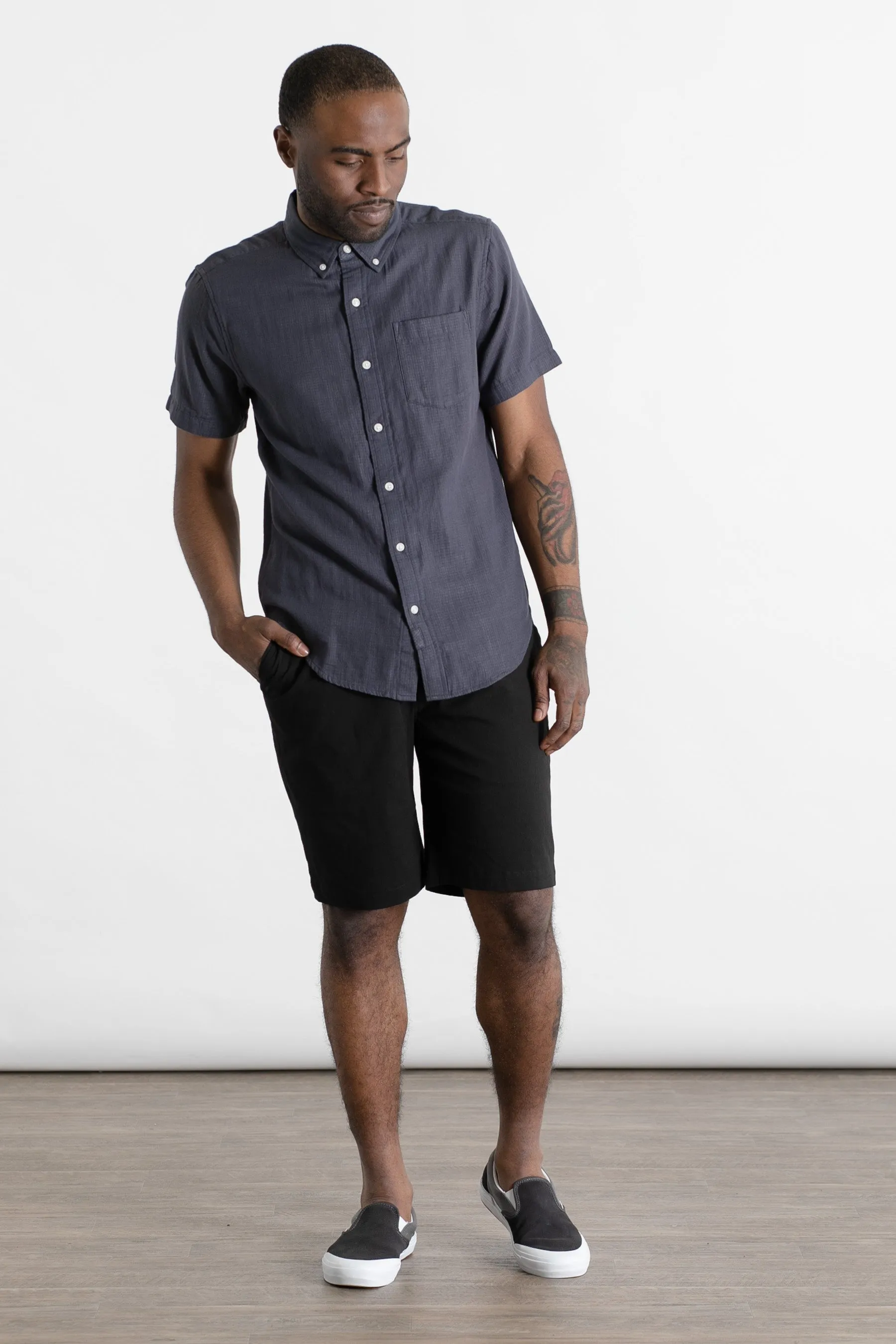 Jordan Slim Shirt / Charcoal Doublecloth