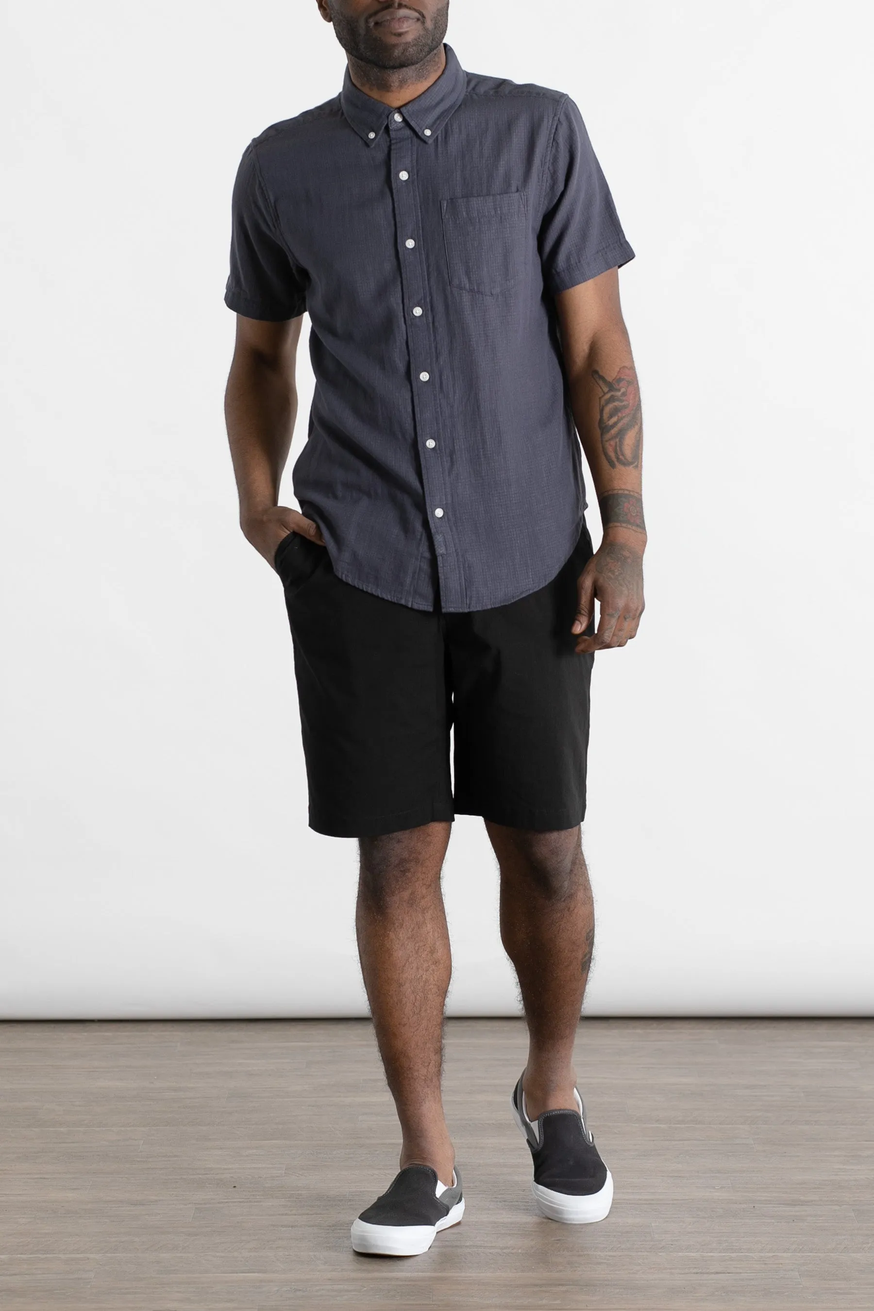 Jordan Slim Shirt / Charcoal Doublecloth