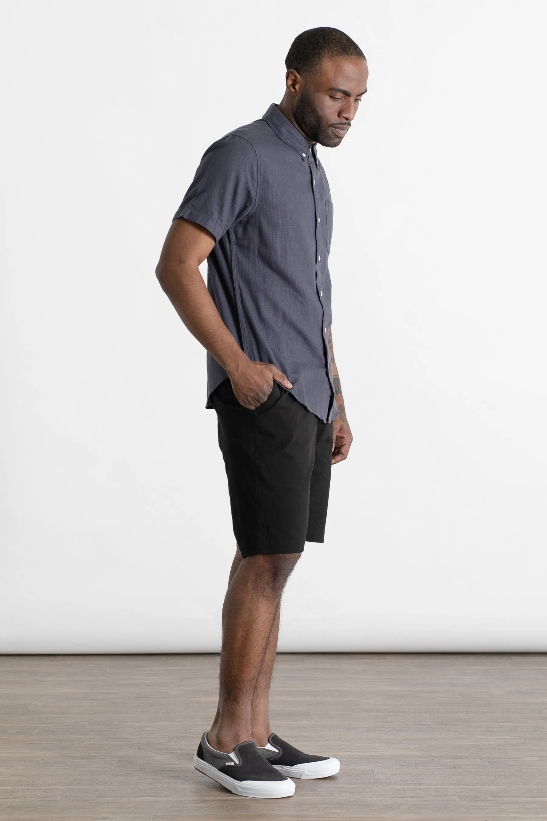 Jordan Slim Shirt / Charcoal Doublecloth