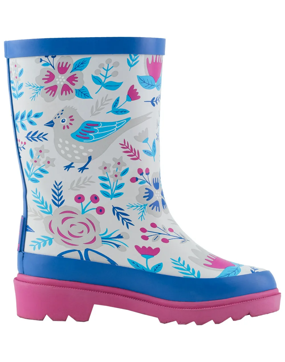 KID’S BUCKLE RUBBER RAIN BOOTS ANTIQUE BIRDS