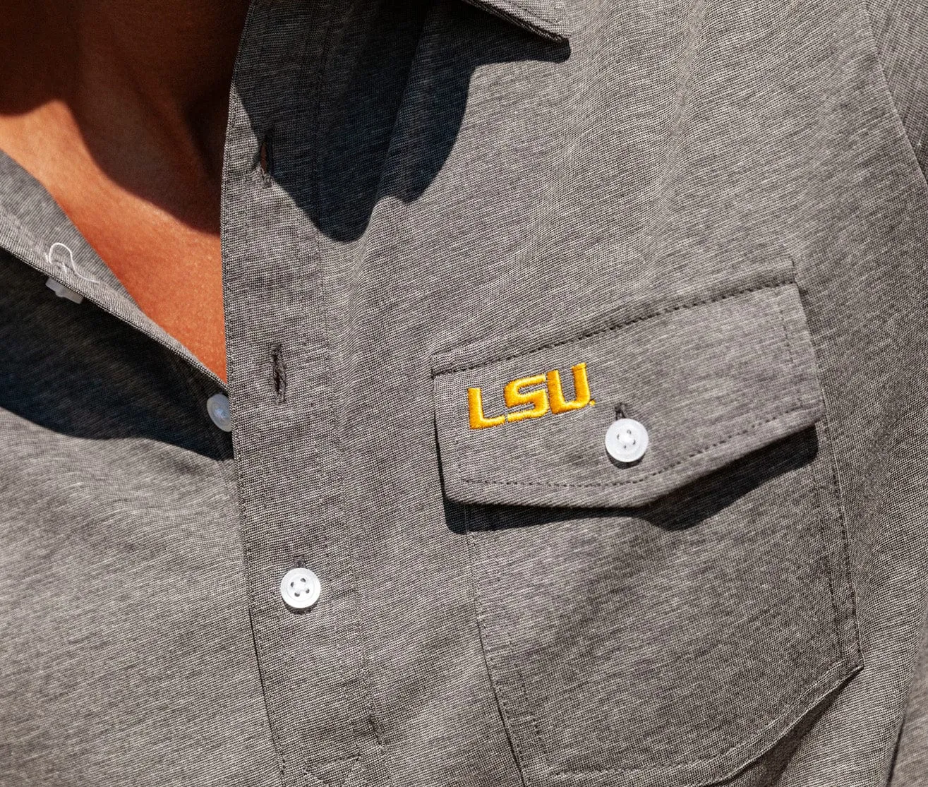 LSU - Coach's Performance Players Shirt - LSU - Heather Gray