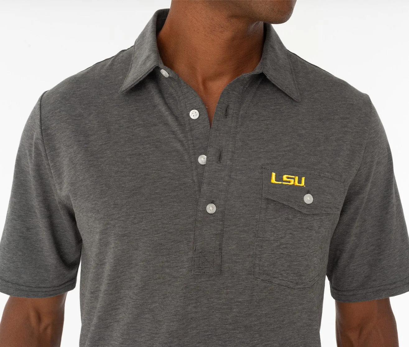 LSU - Coach's Performance Players Shirt - LSU - Heather Gray