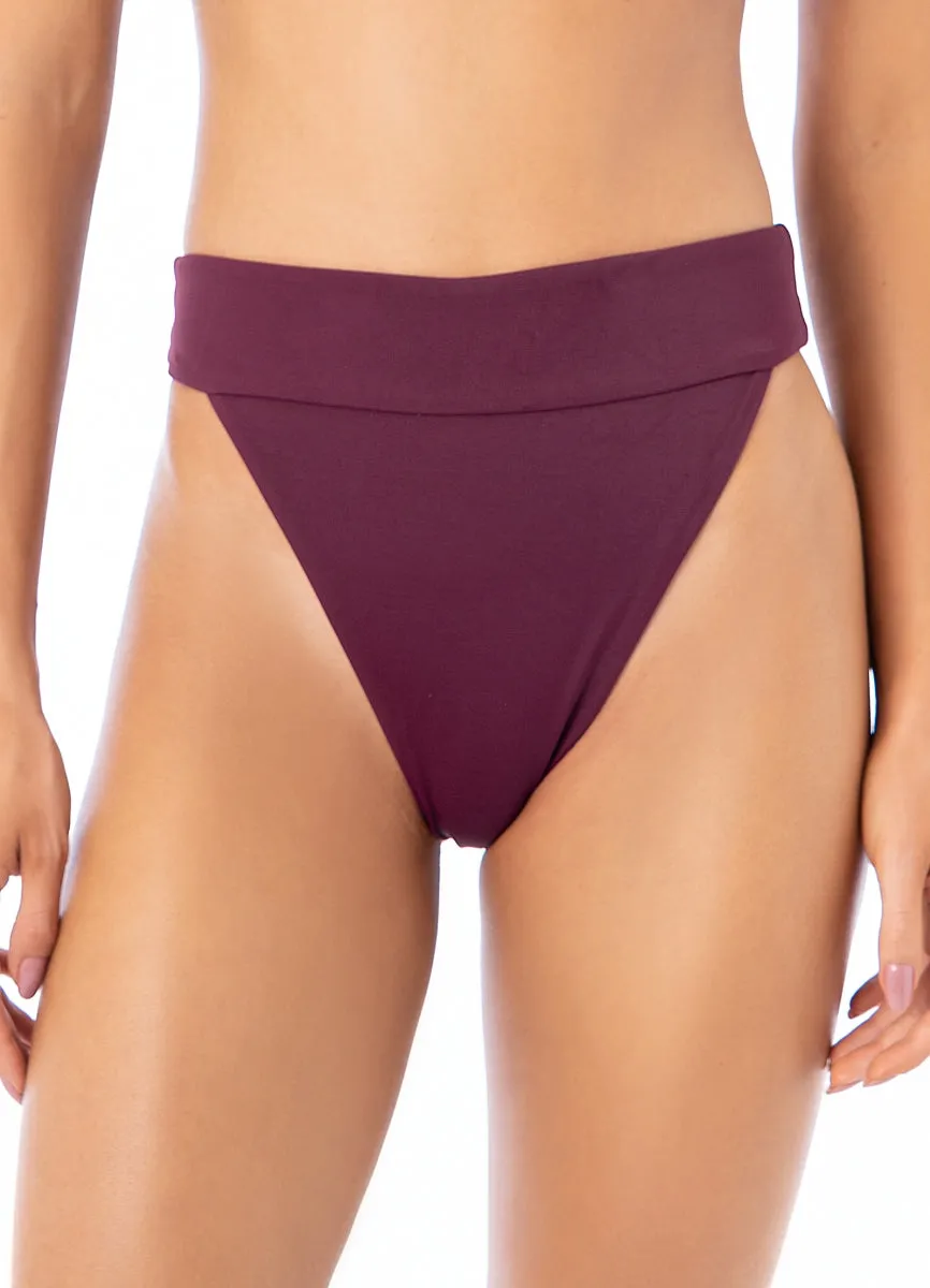 Maaji Eggplant Zefora High Rise/High Leg Bikini Bottom