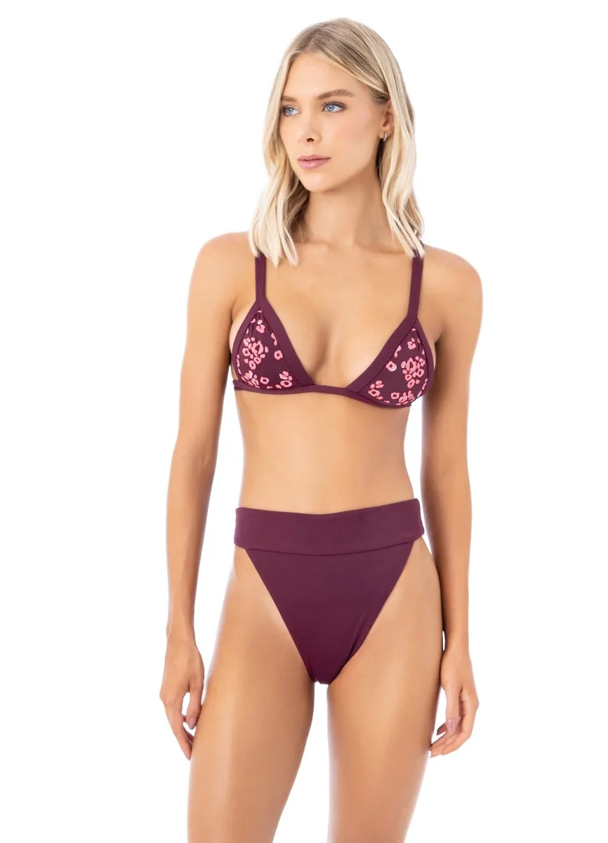 Maaji Eggplant Zefora High Rise/High Leg Bikini Bottom